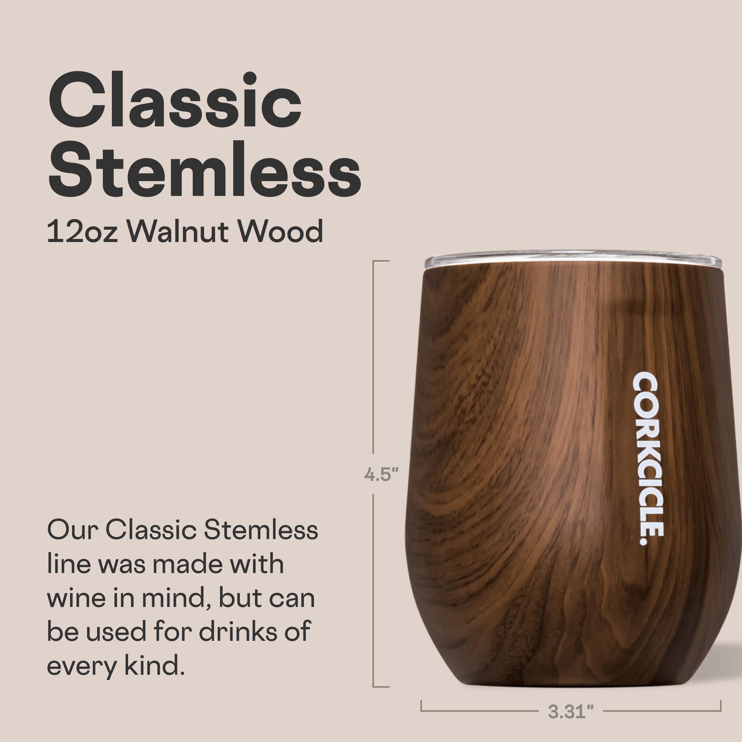 corkcicle-stemless-wine-tumbler-12-oz-walnut-wood-triple-insulated-stainless-ste image 2
