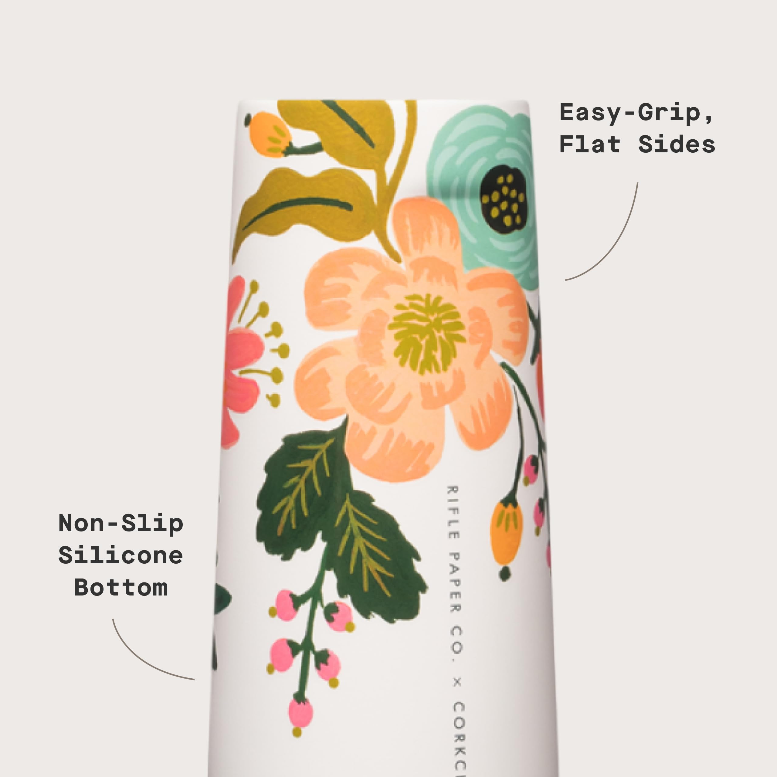 corkcicle-stemless-flute-7-oz-gloss-cream-lively-flora-triple-insulated-keeps-dr image 4