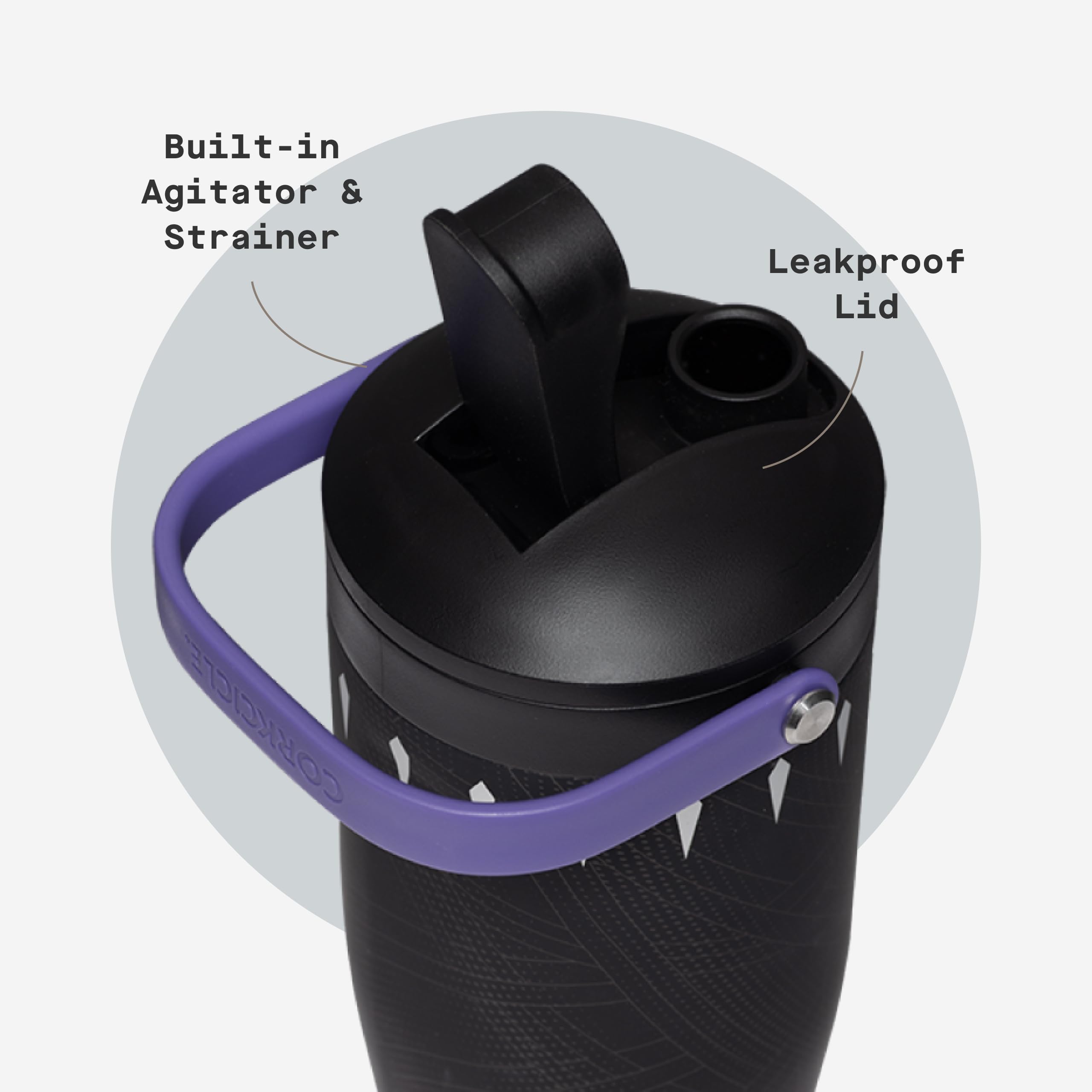 corkcicle-protein-shaker-30-oz-black-panther-triple-insulated-with-built-in-agit image 5
