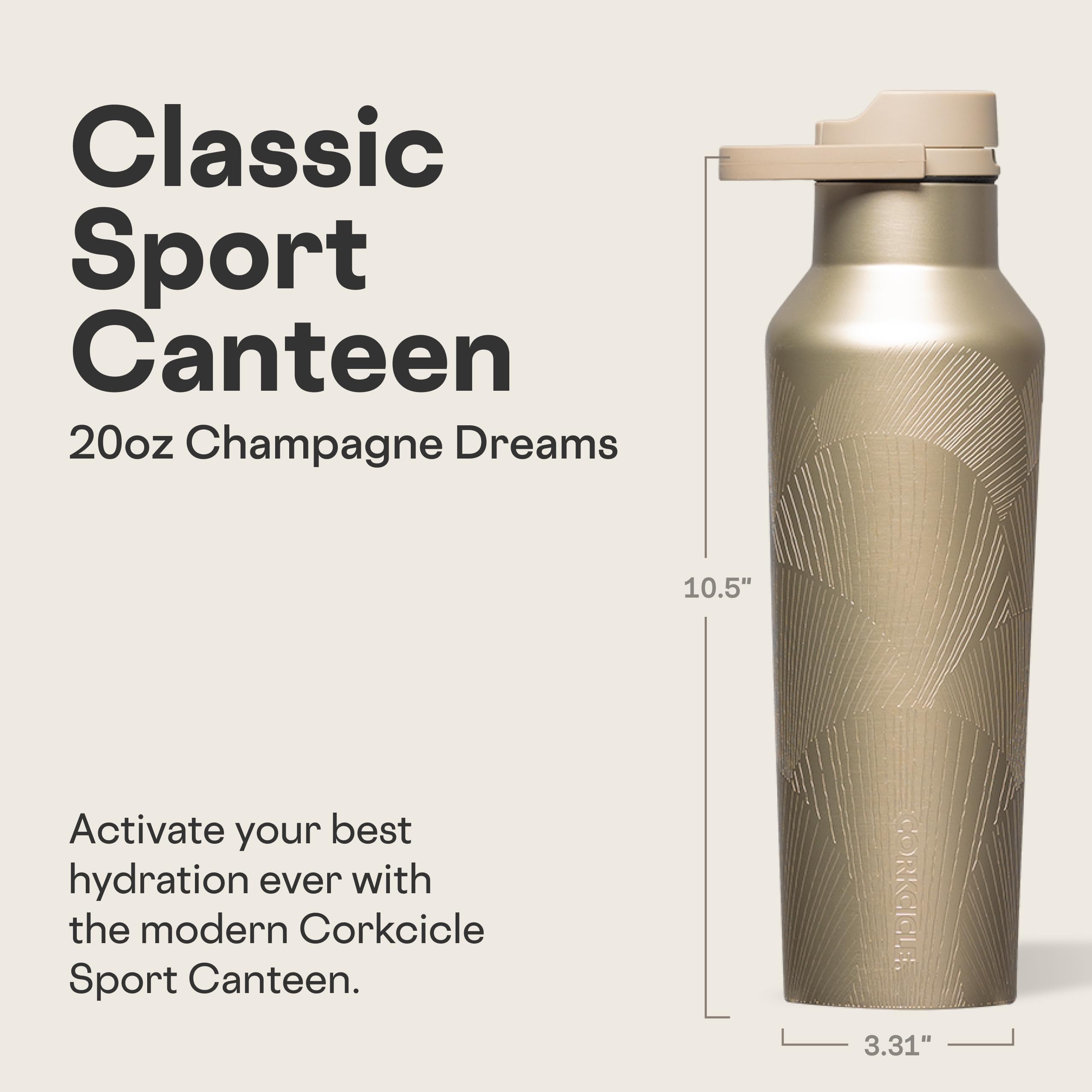 corkcicle-classic-sport-canteen-insulated-water-bottle-20-oz-champagne-dreams image 2