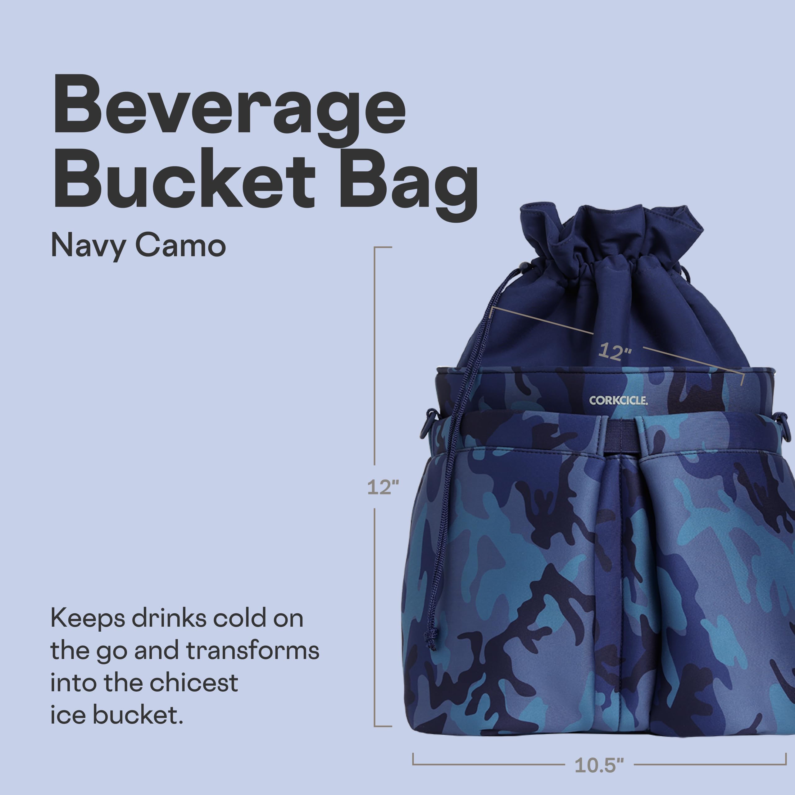 corkcicle-beverage-bucket-cooler-bag-insulated-ice-bucket-navy-camo image 2