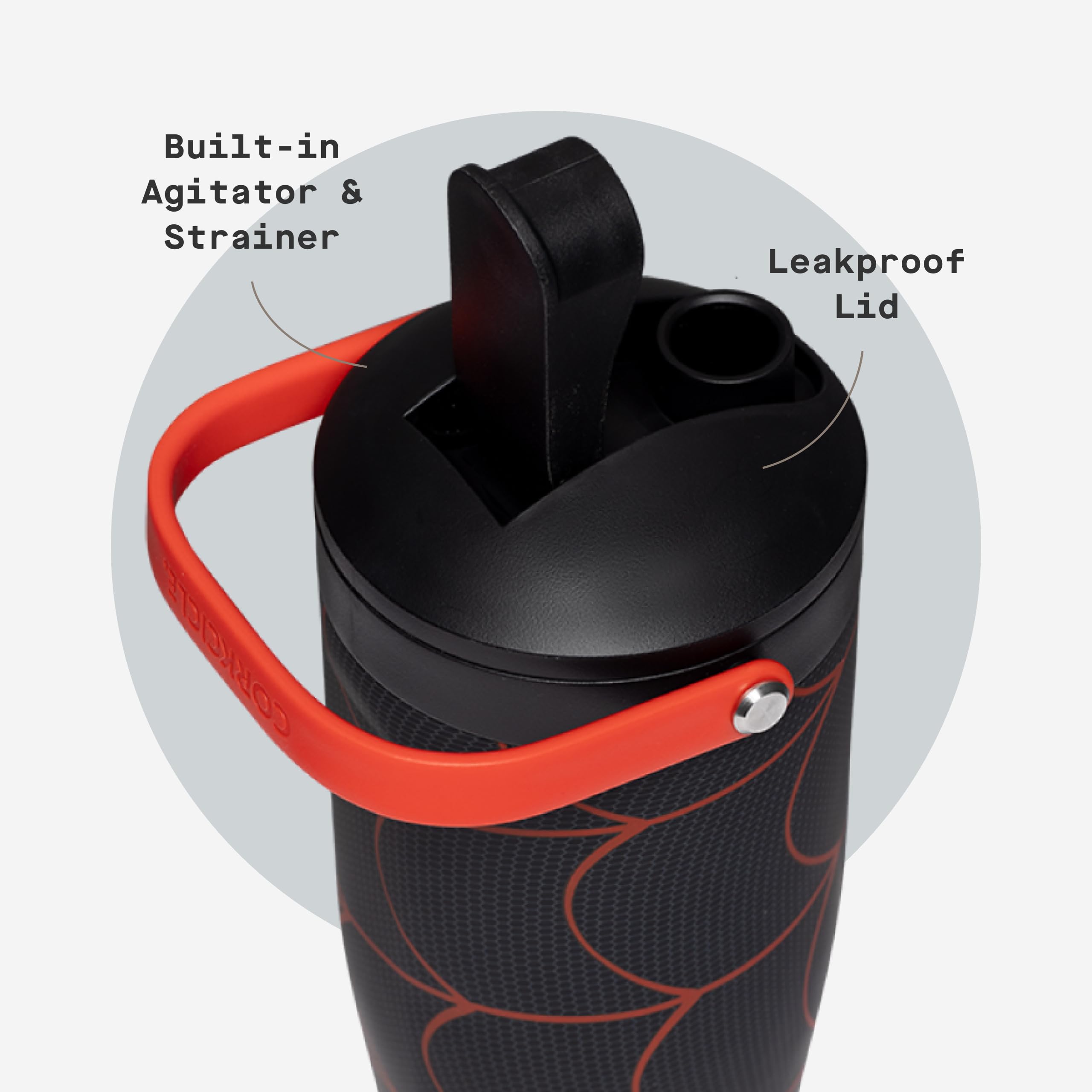 corkcicle-protein-shaker-30-oz-miles-morales-built-in-agitator-fruit-strainer-li image 5