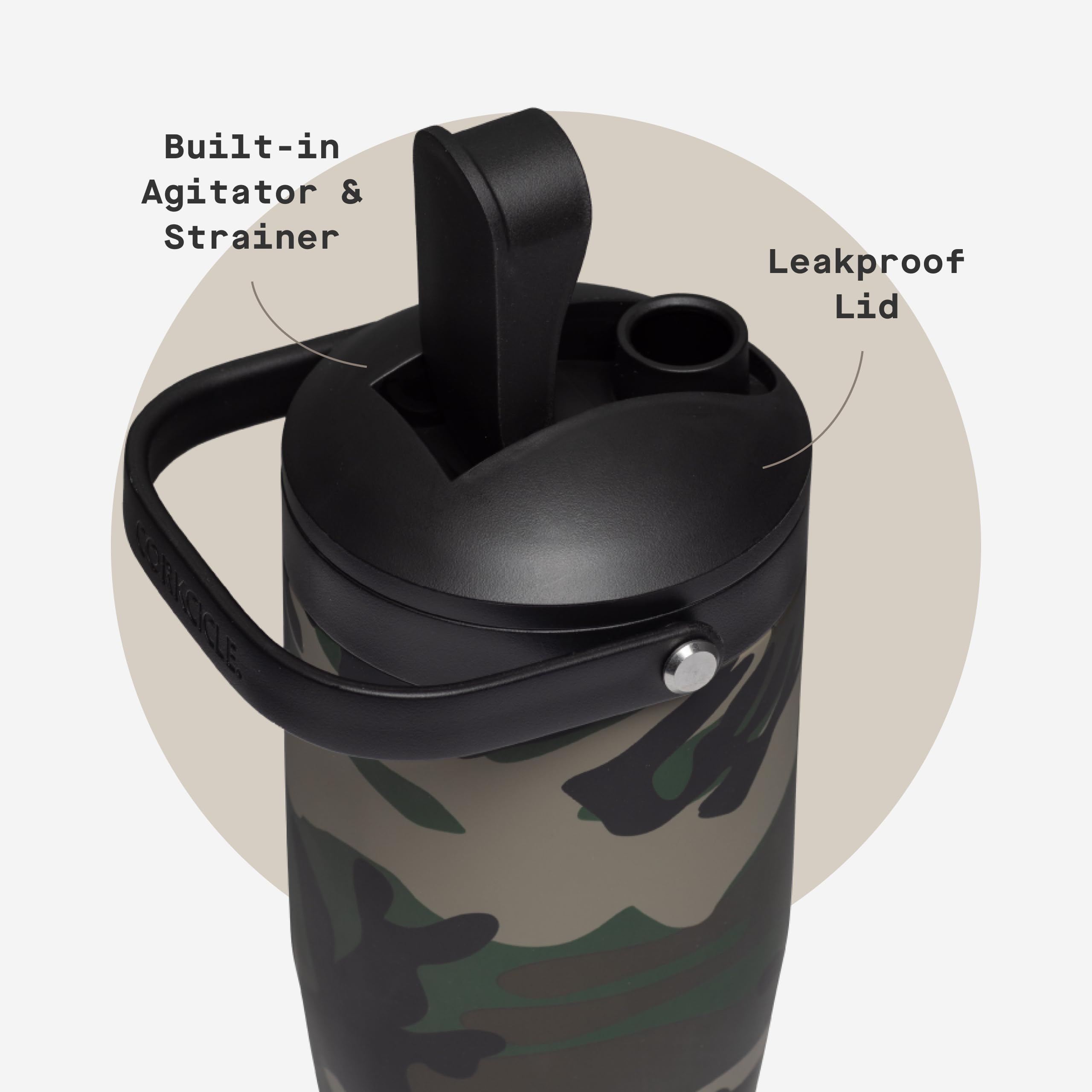 corkcicle-protein-shaker-30oz-with-built-in-agitator-fruit-strainer-lid-woodland image 5