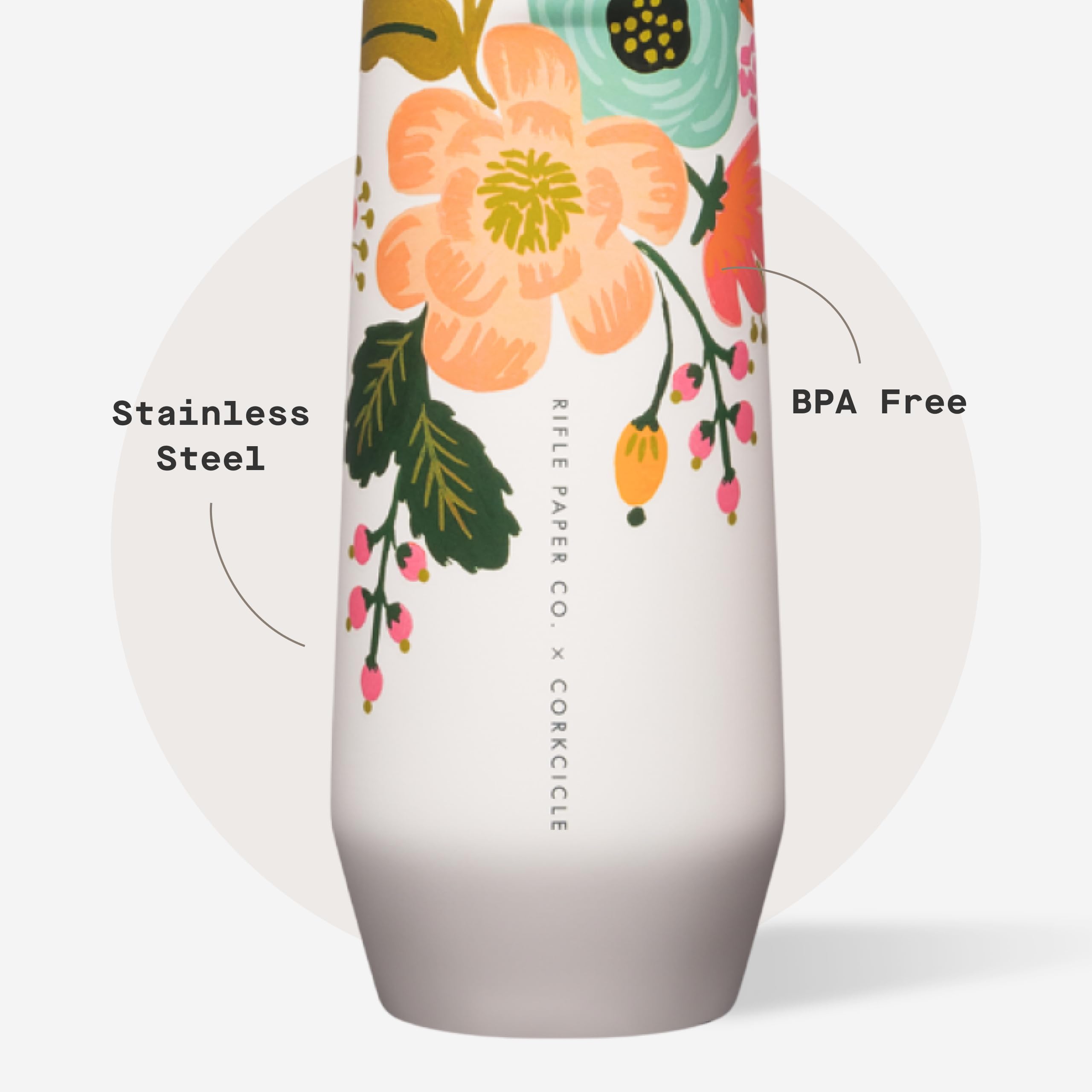 corkcicle-stemless-flute-7-oz-gloss-cream-lively-flora-triple-insulated-keeps-dr image 5