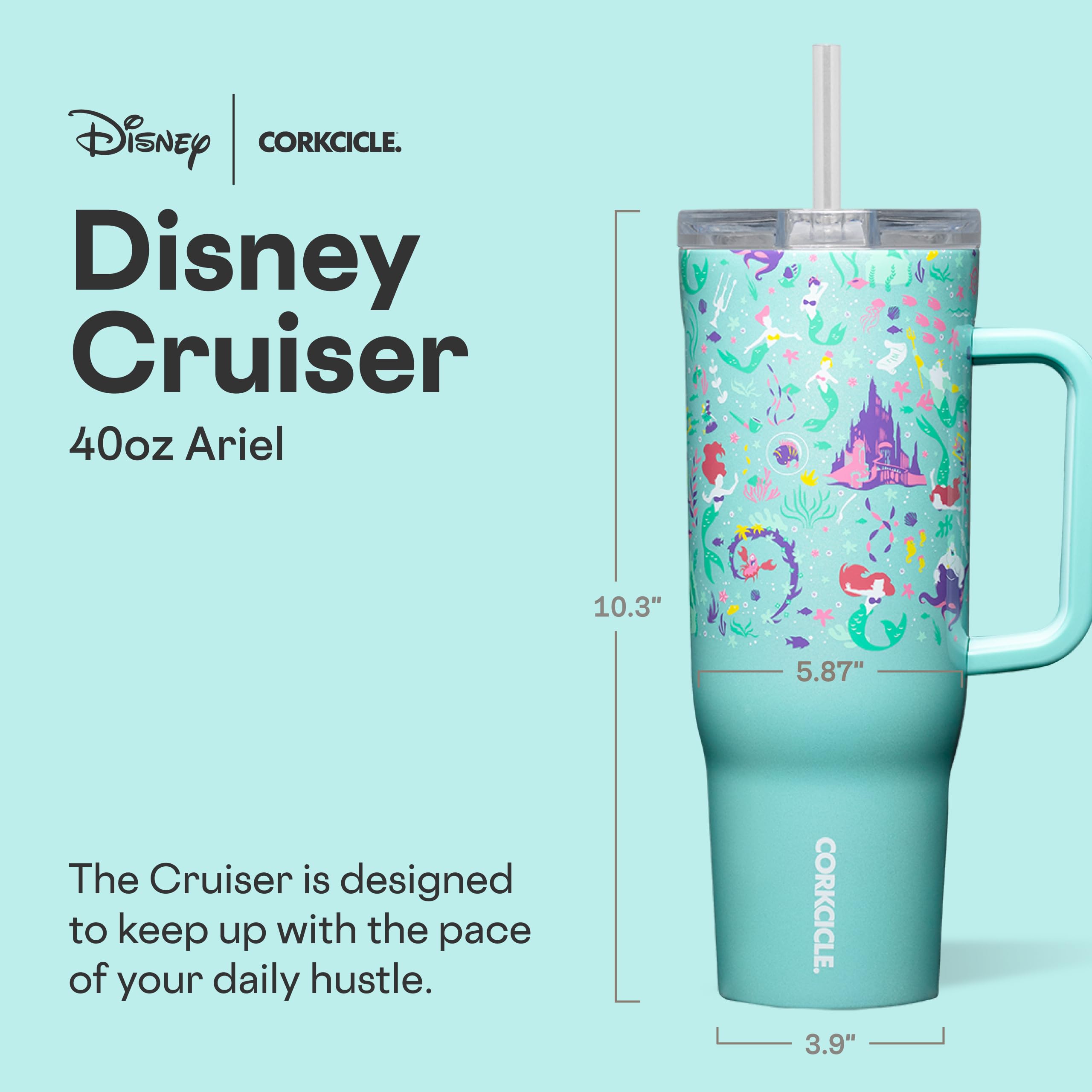 corkcicle-cruiser-insulated-tumbler-with-handle-straw-40-oz-princess-ariel image 2