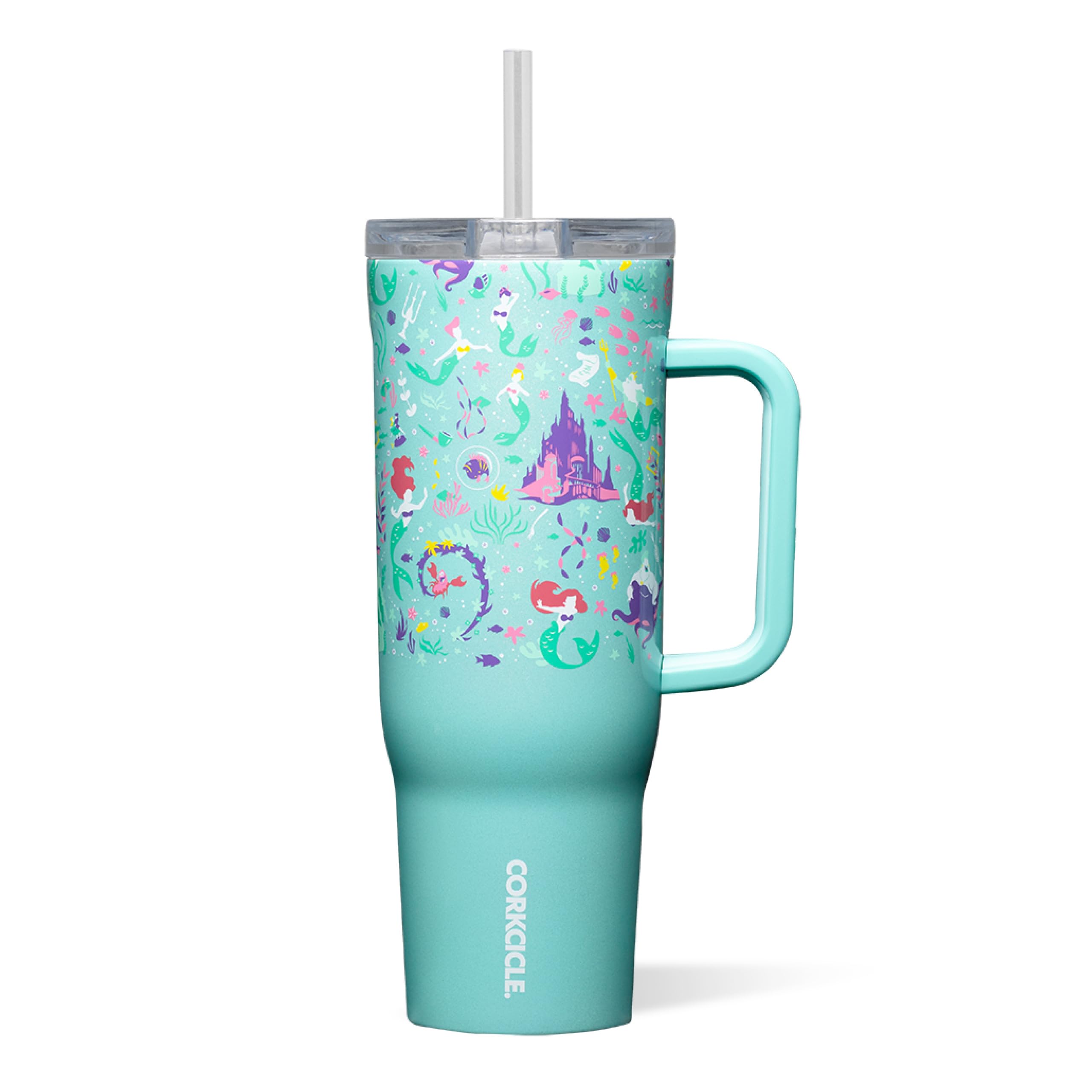 corkcicle-cruiser-insulated-tumbler-with-handle-straw-40-oz-princess-ariel image 1