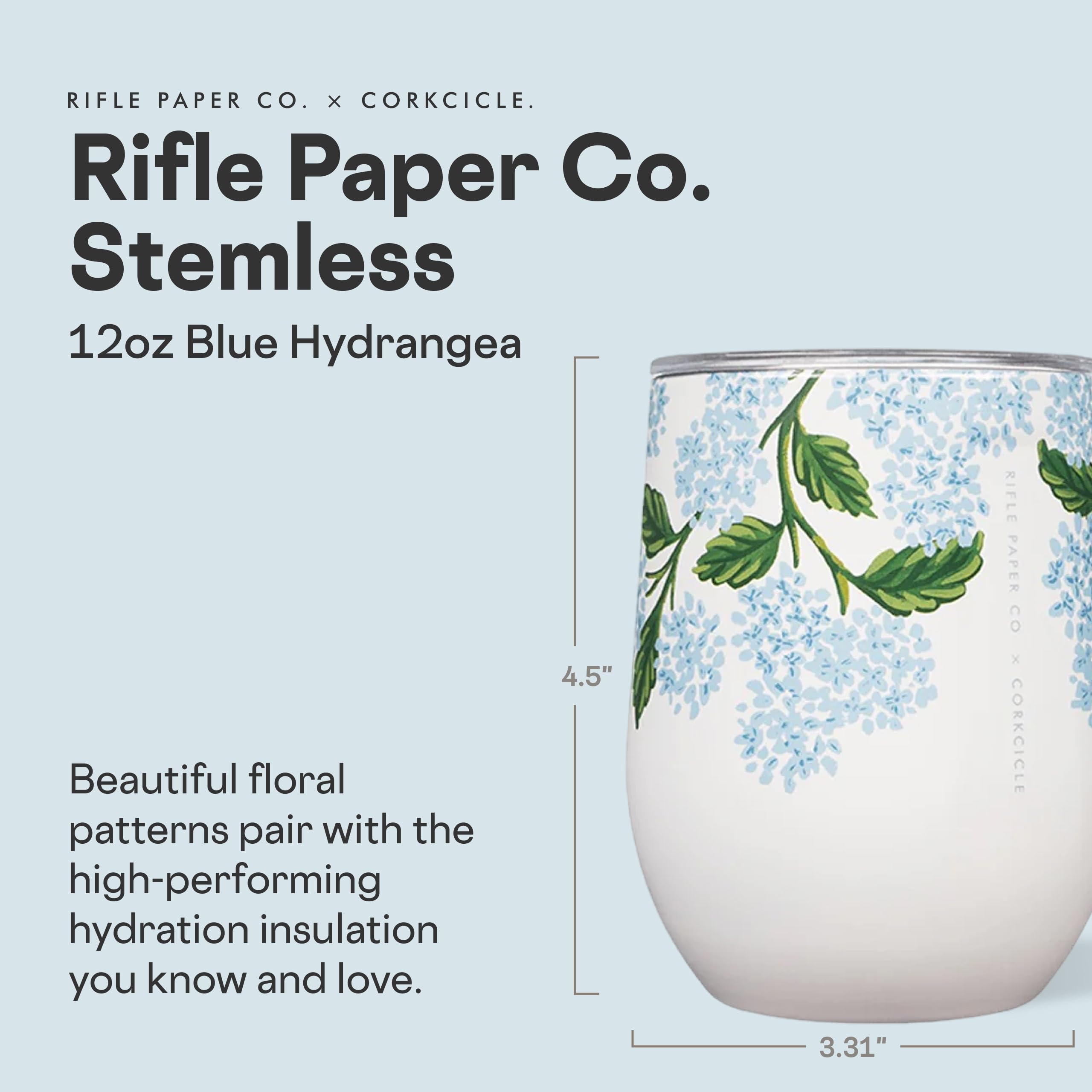 corkcicle-stemless-insulated-wine-glass-tumbler-12oz-blue-hydrangea image 2