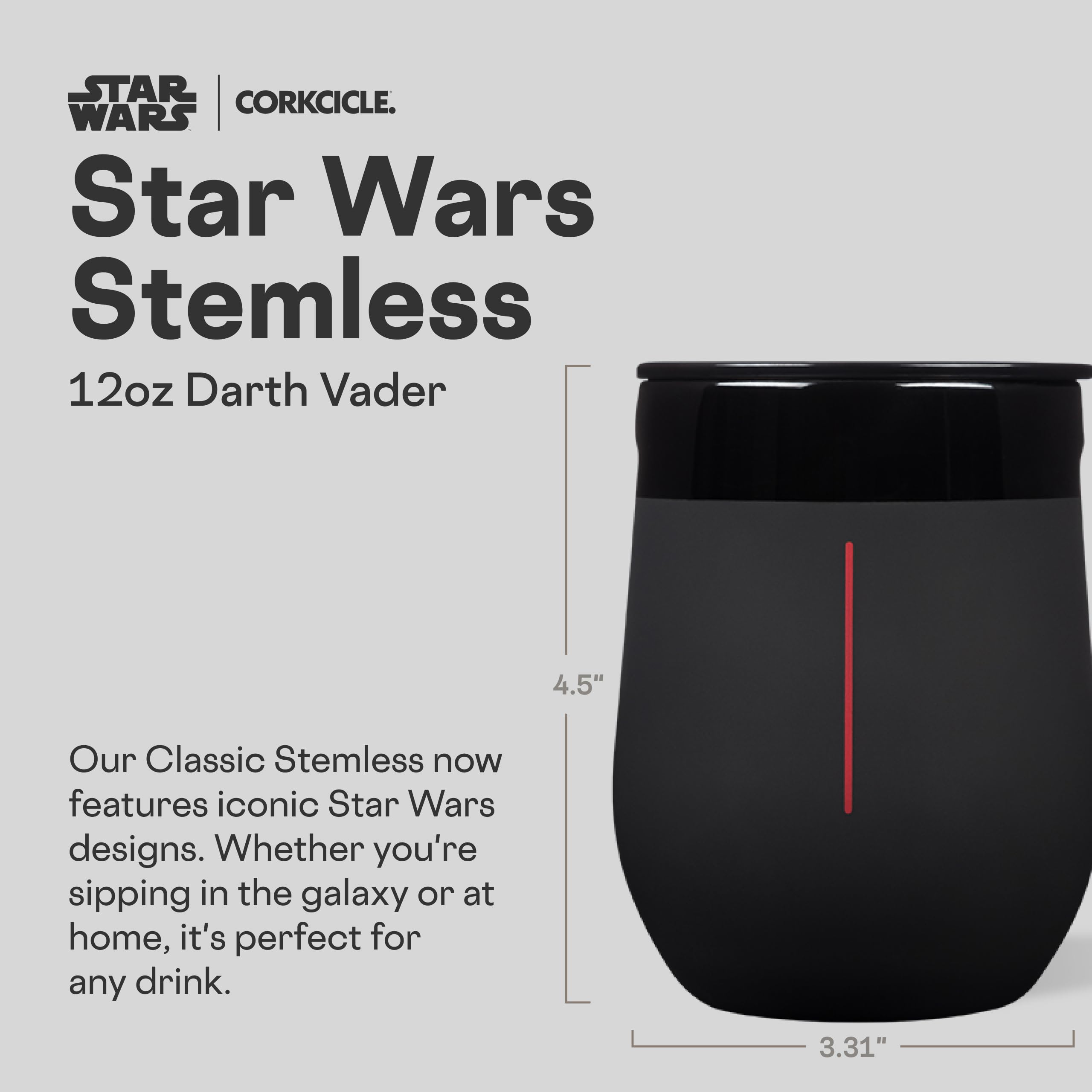 corkcicle-disney-darth-vader-12-oz-stemless-wine-glass-tumbler-with-lid image 2