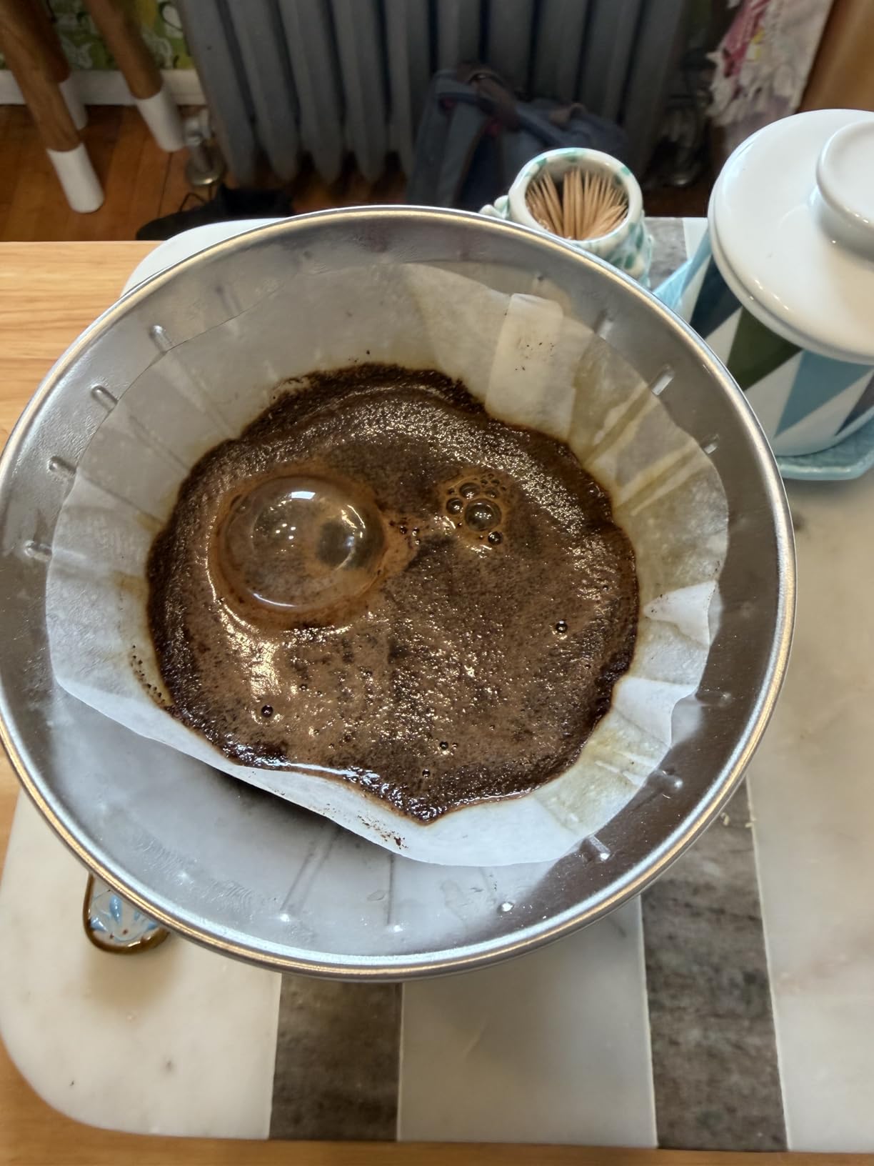 Coffee grounds everywhere