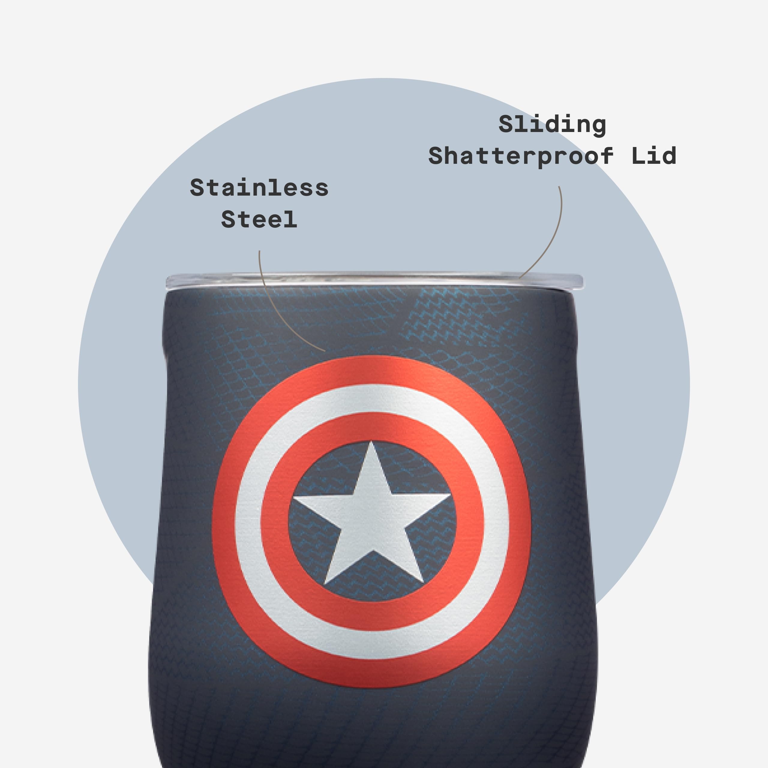 corkcicle-stemless-insulated-wine-glass-tumbler-12-oz-captain-america image 5
