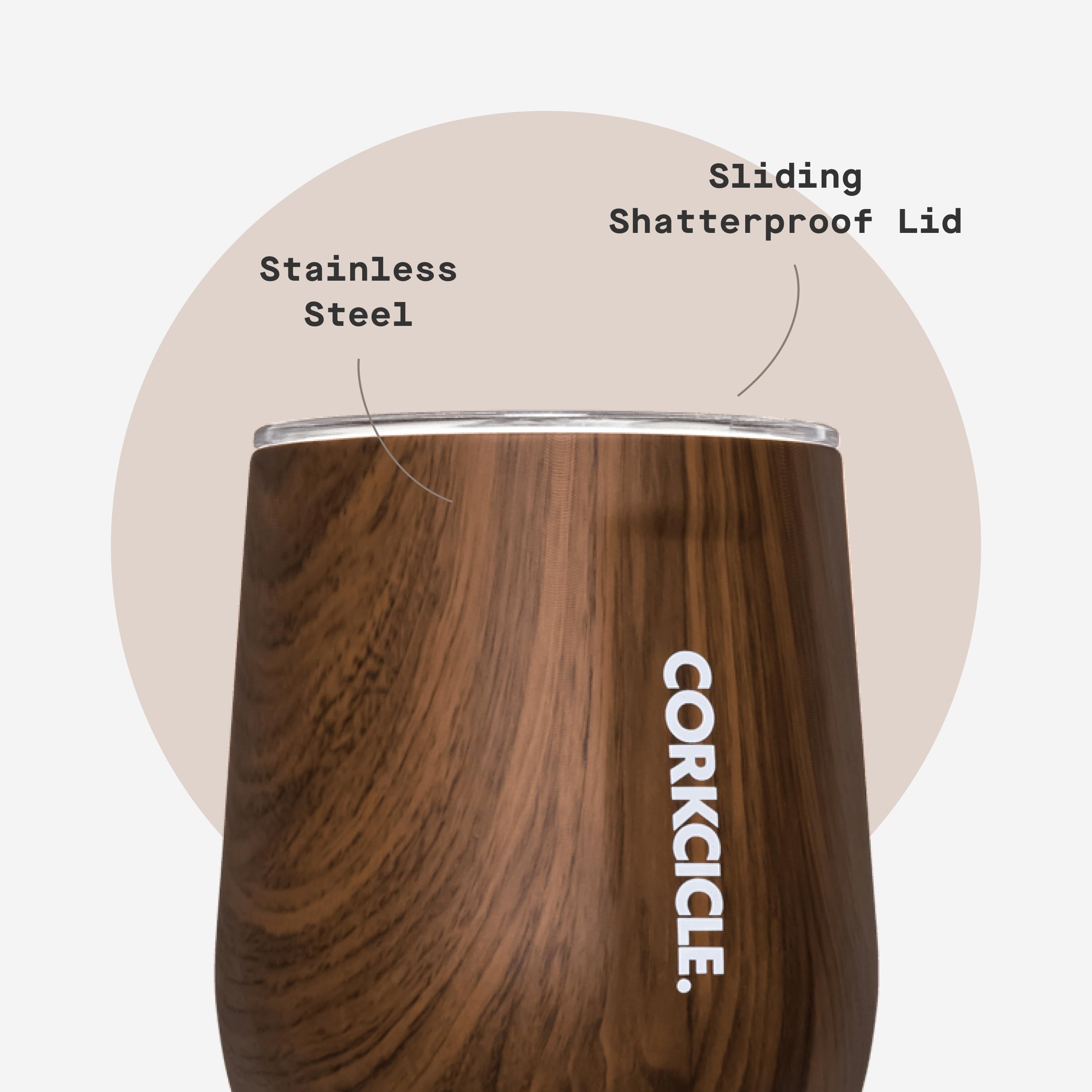 corkcicle-stemless-wine-tumbler-12-oz-walnut-wood-triple-insulated-stainless-ste image 6