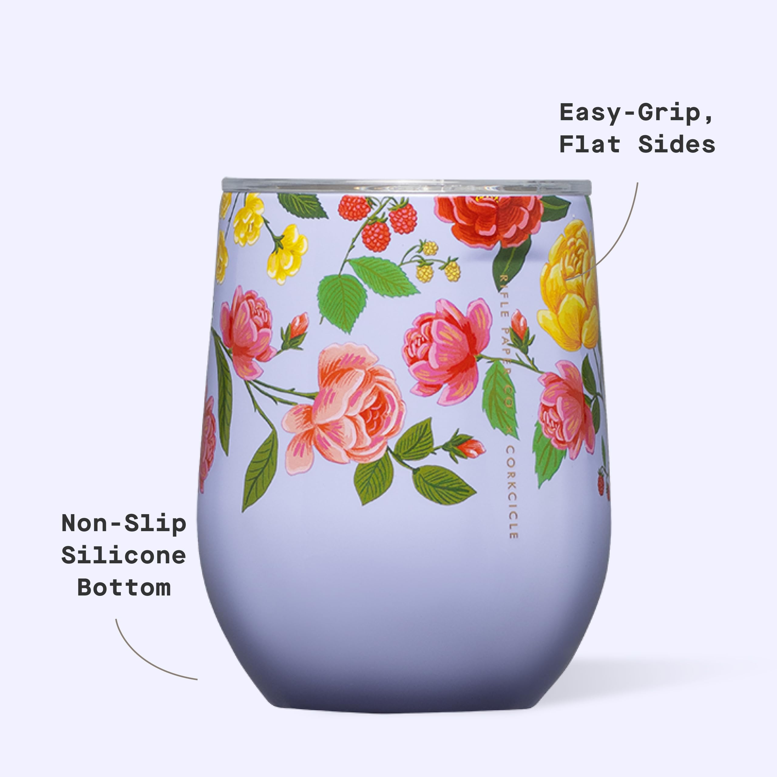 corkcicle-stemless-insulated-wine-glass-tumbler-12-oz-roses-purple-stainless-ste image 4