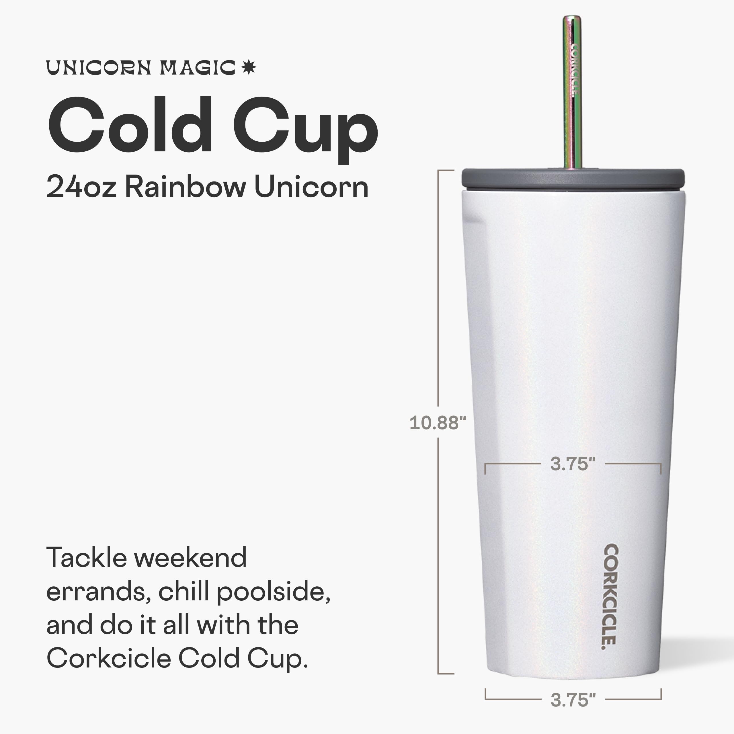 corkcicle-cold-cup-insulated-tumbler-with-straw-unicorn-magic-24-oz-triple-insul image 2