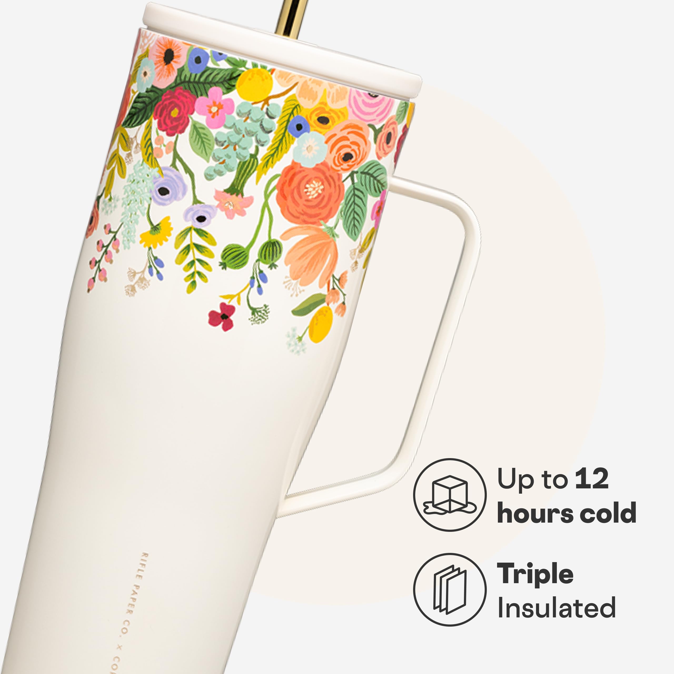 corkcicle-x-rifle-paper-co-cold-cup-xl-30-oz-garden-cream-floral-insulated-tumbl image 3