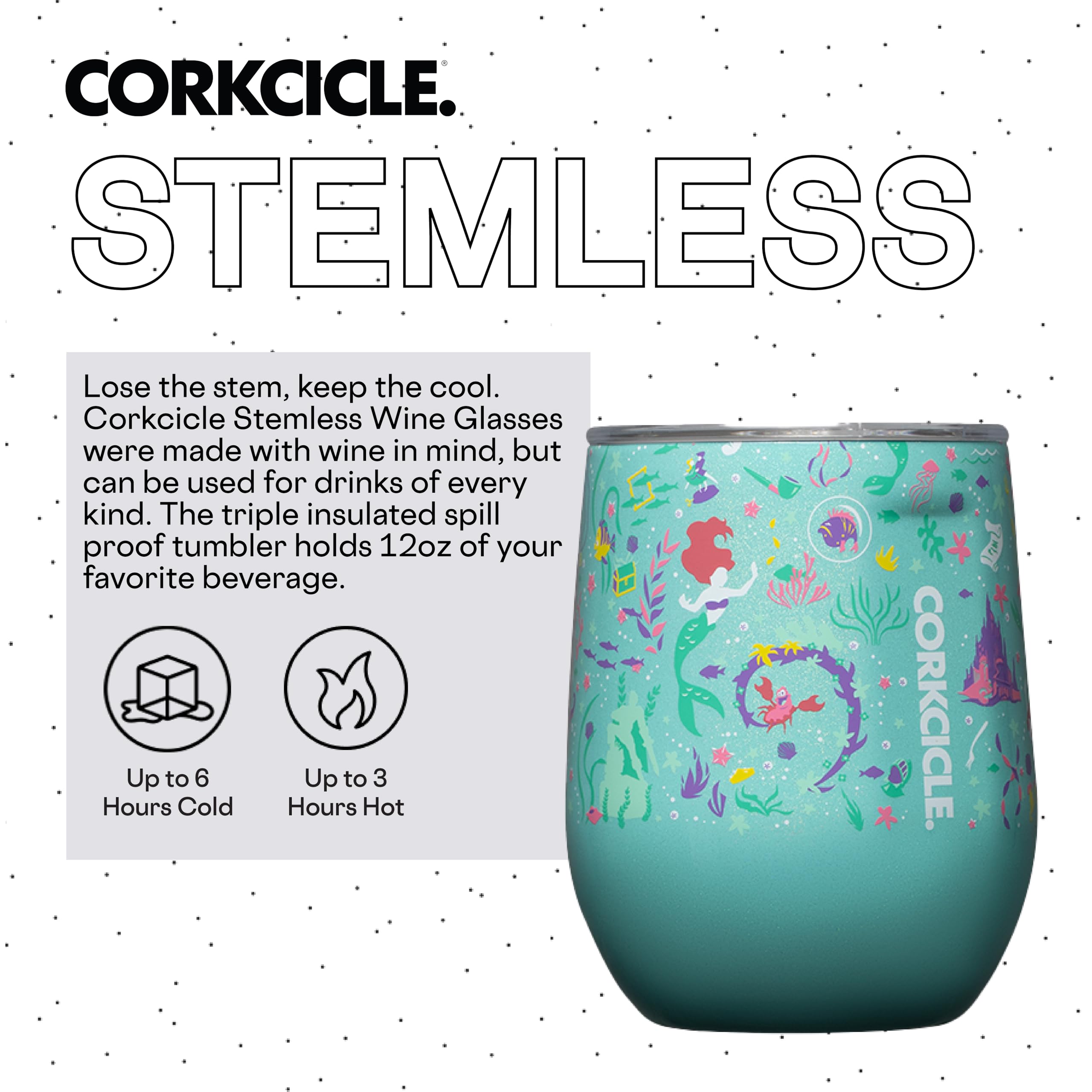 corkcicle-stemless-insulated-wine-glass-tumbler-12-oz-princess-ariel-stainless-s image 2