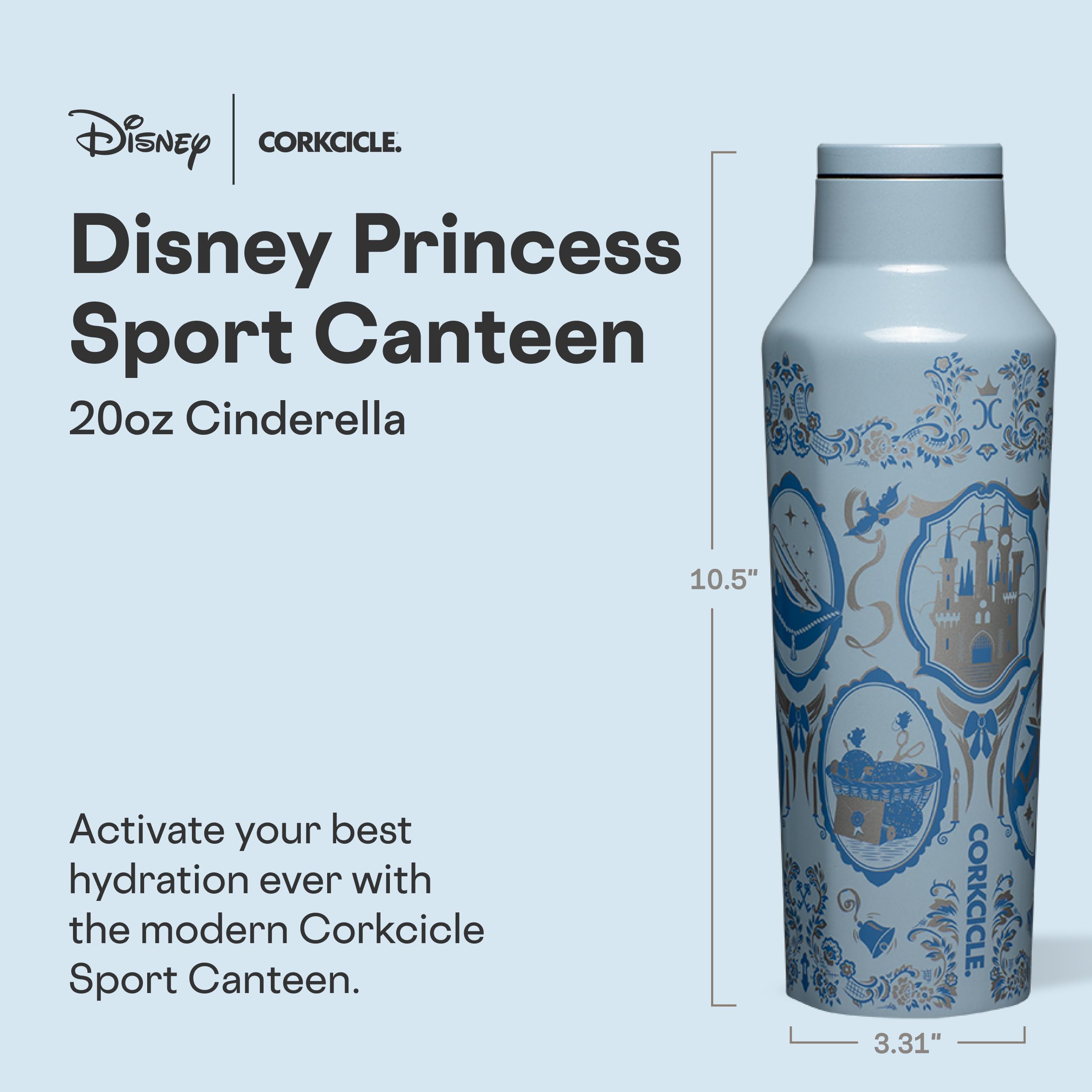 corkcicle-disney-princess-sport-canteen-20-oz-cinderella-triple-insulated-stainl image 2