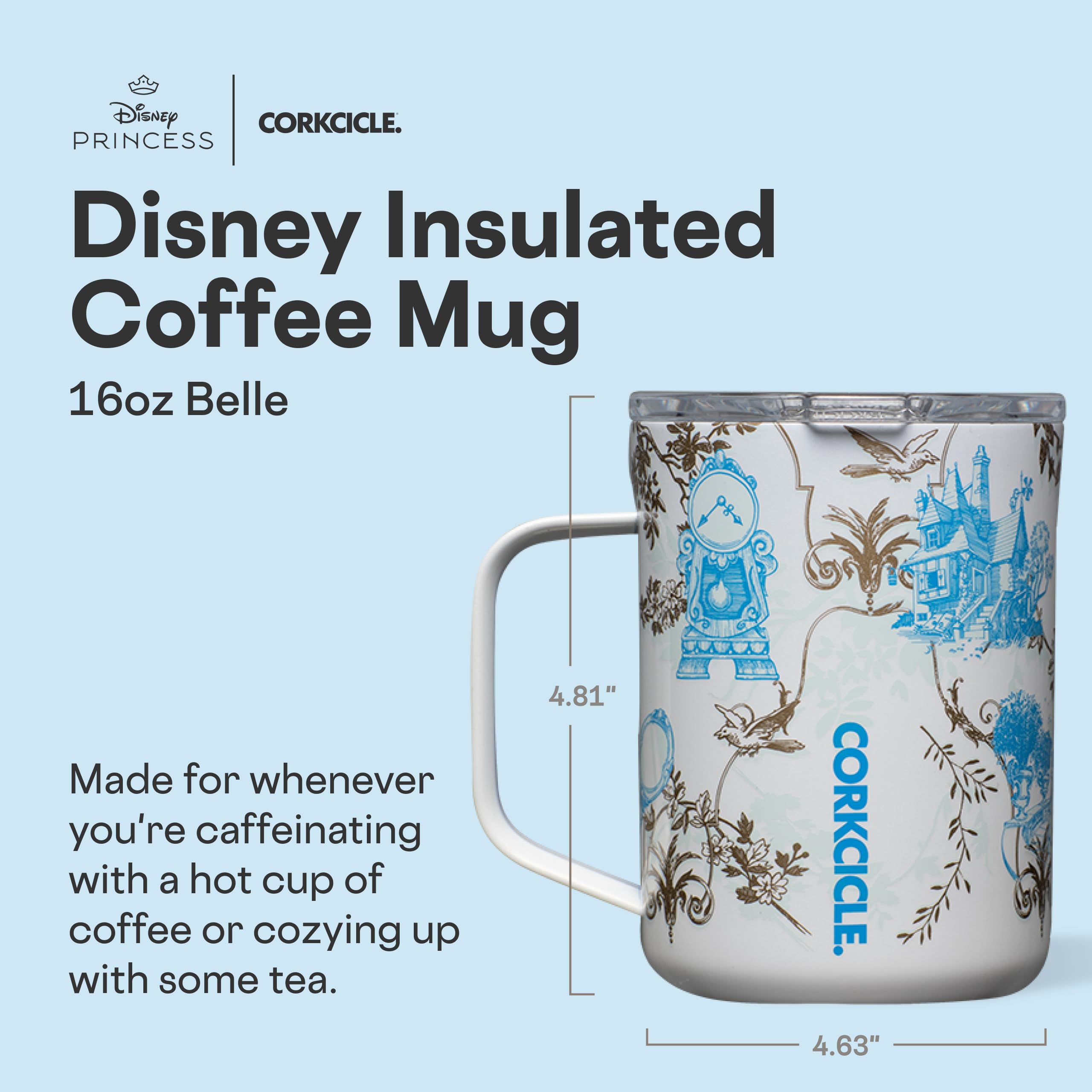 corkcicle-classic-coffee-mug-16-oz-princess-belle-triple-insulated-stainless-ste image 2