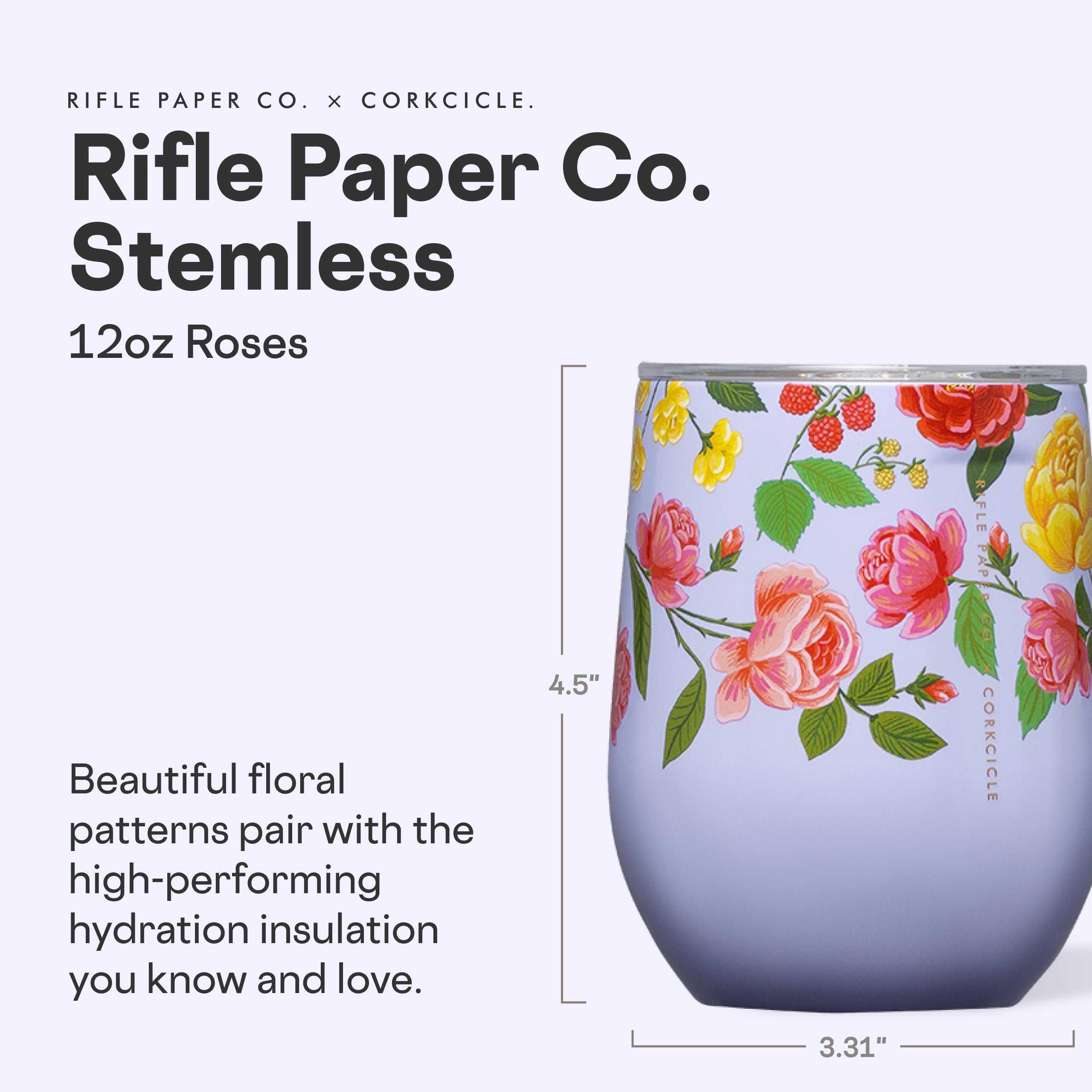 corkcicle-stemless-insulated-wine-glass-tumbler-12-oz-roses-purple-stainless-ste image 2