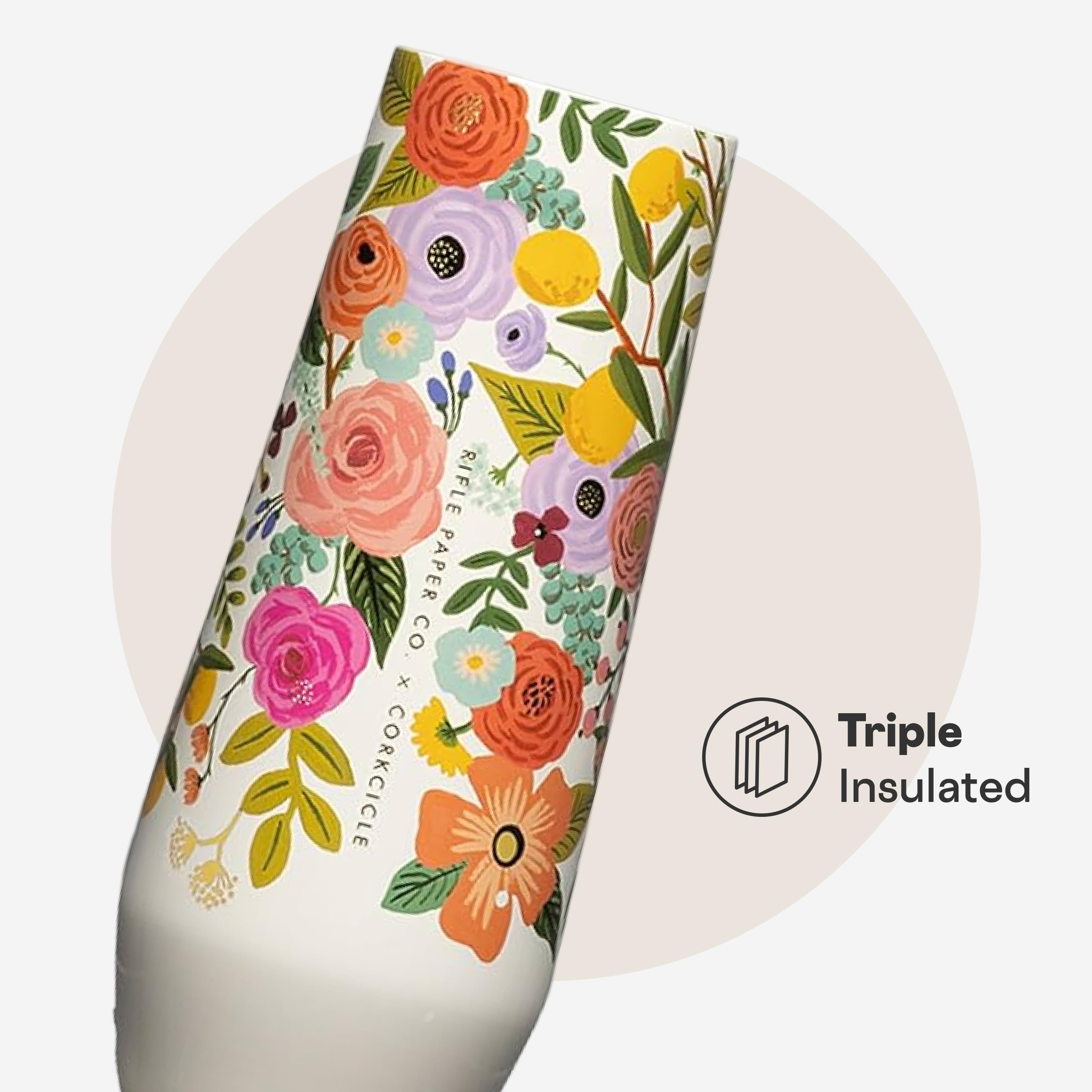 corkcicle-stemless-flute-7-oz-triple-insulated-stainless-steel-garden-party-crea image 3