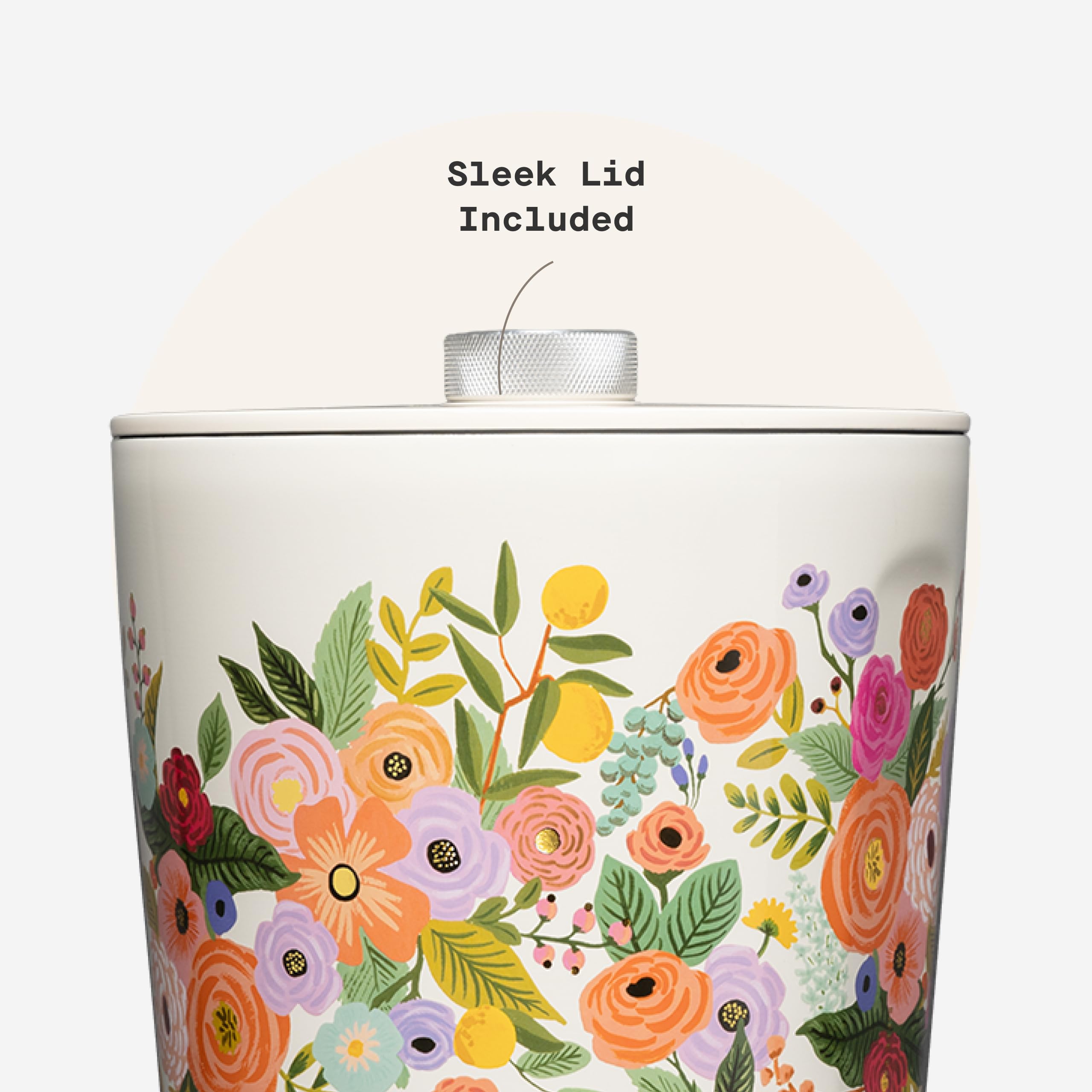 corkcicle-insulated-ice-bucket-with-lid-100-oz-garden-party-cream image 5