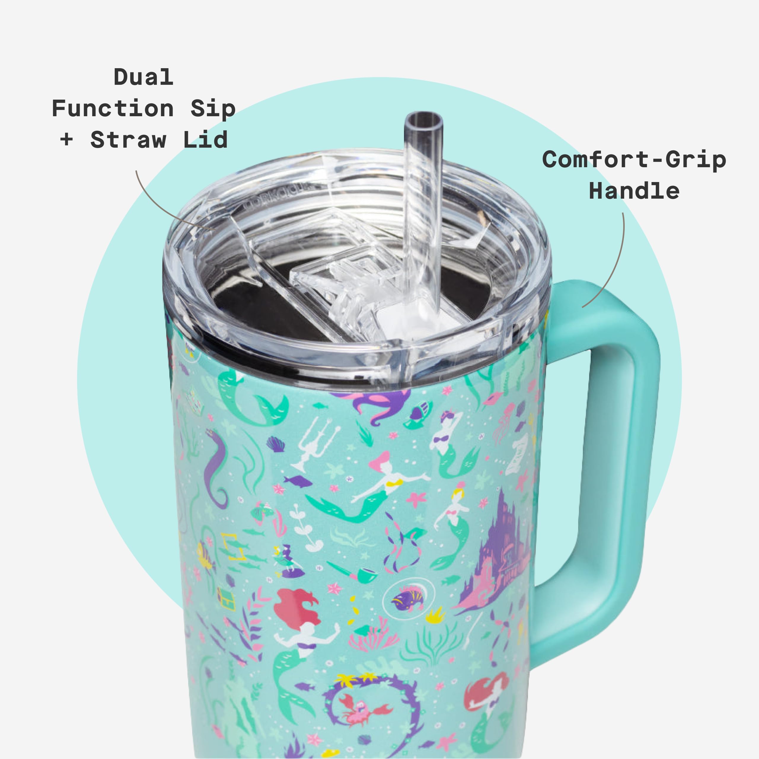 corkcicle-cruiser-insulated-tumbler-with-handle-straw-40-oz-princess-ariel image 5