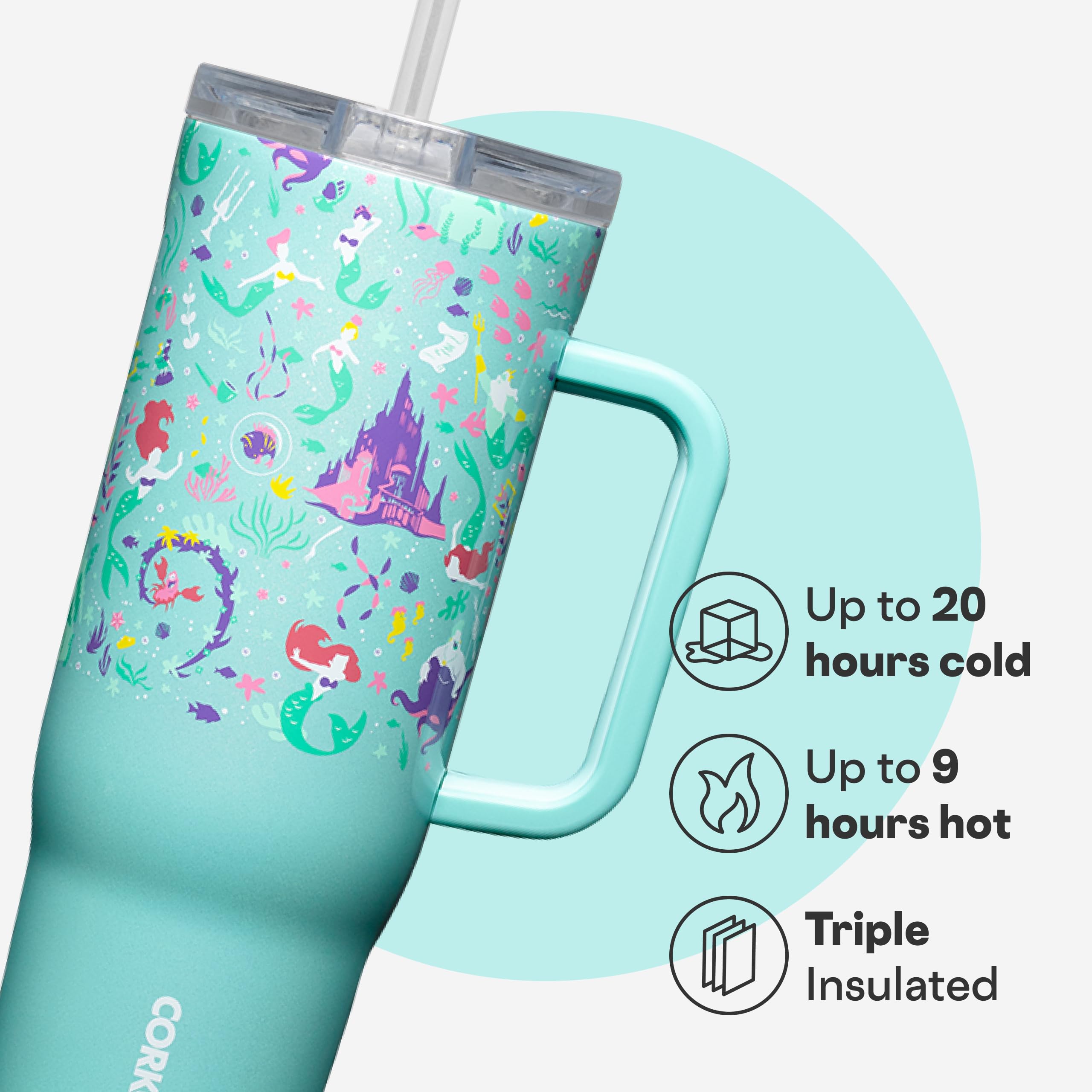 corkcicle-cruiser-insulated-tumbler-with-handle-straw-40-oz-princess-ariel image 3