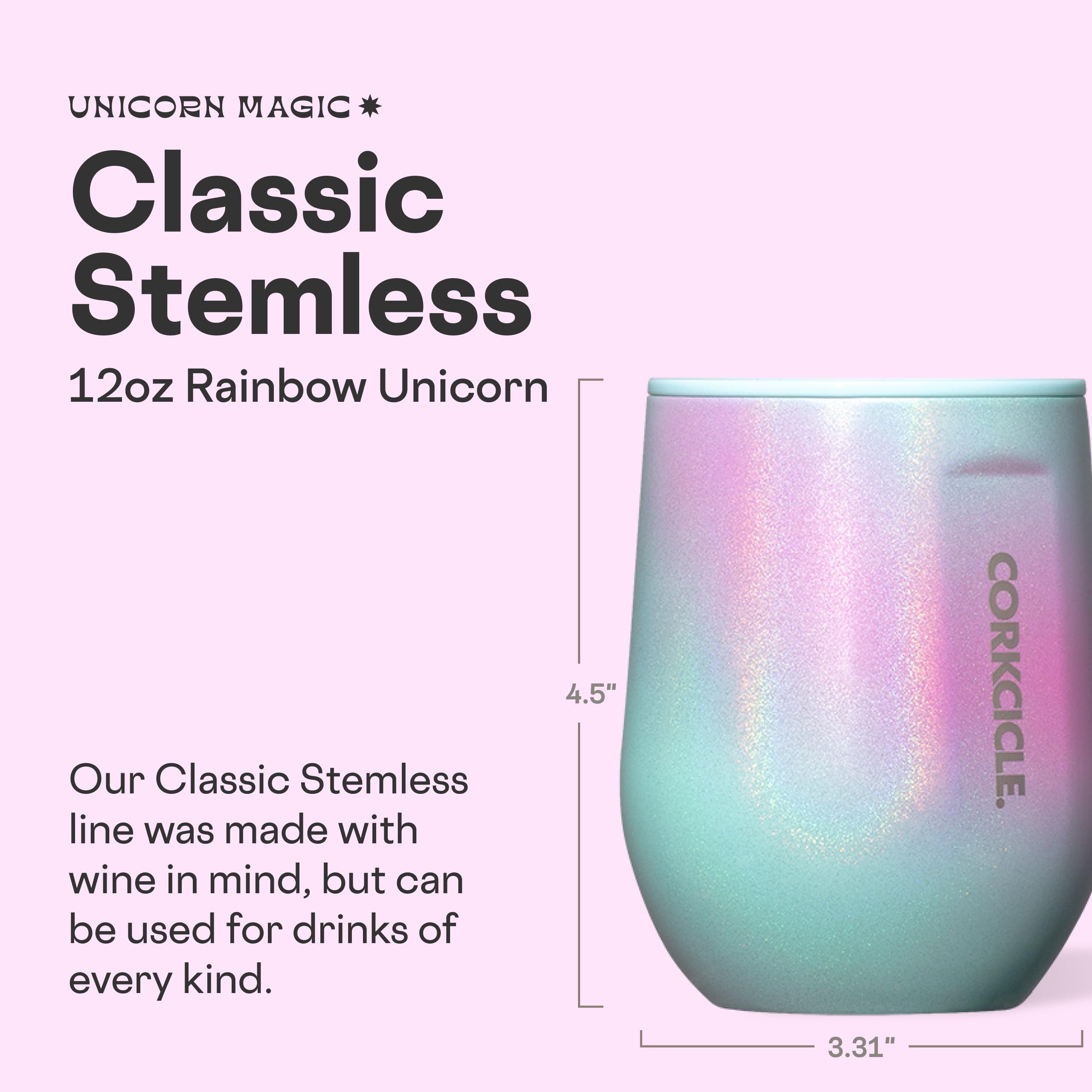corkcicle-stemless-insulated-wine-glass-tumbler-12-oz-rainbow-unicorn-triple-ins image 2