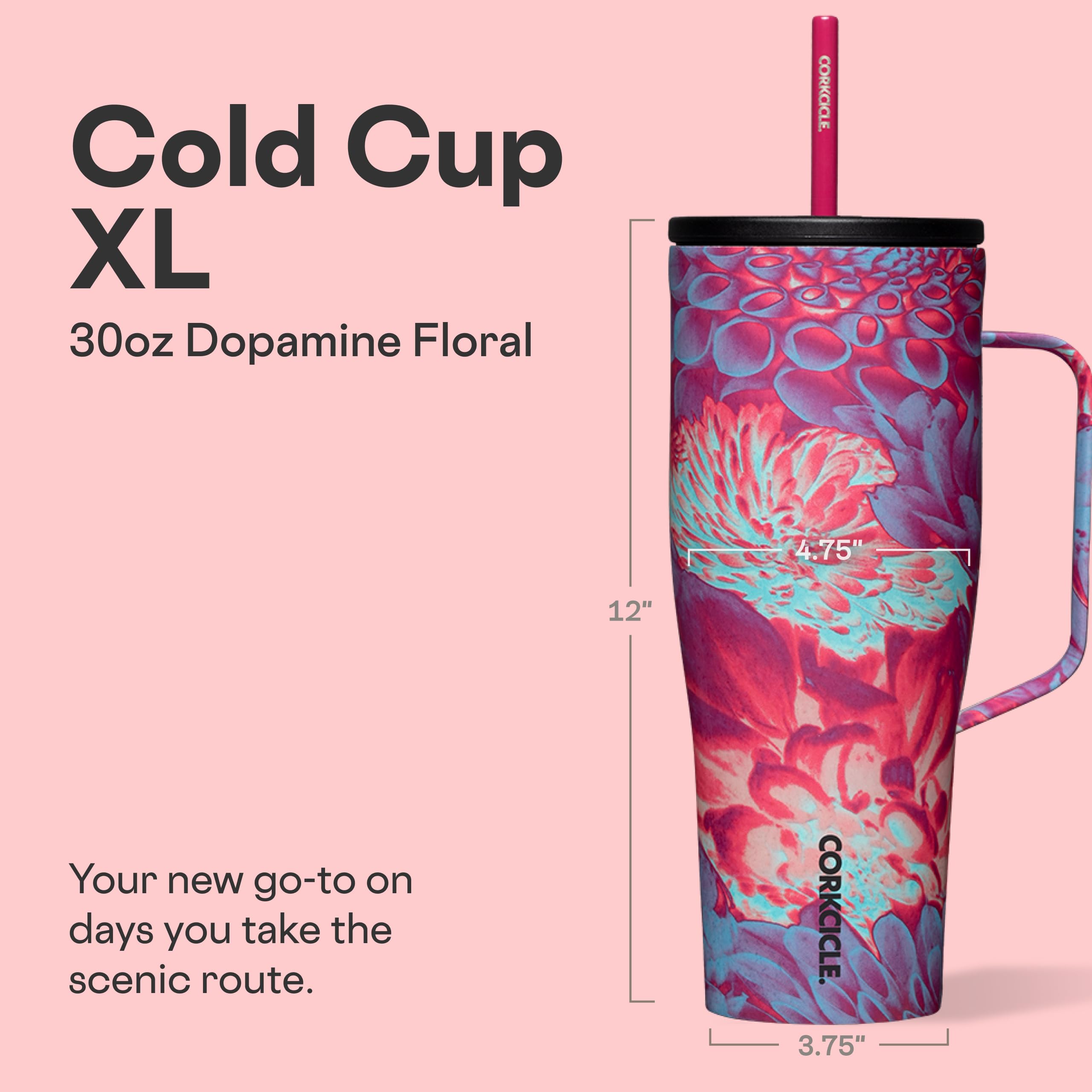 corkcicle-cold-cup-xl-with-handle-dopamine-floral-30-oz-triple-insulated-spill-p image 2