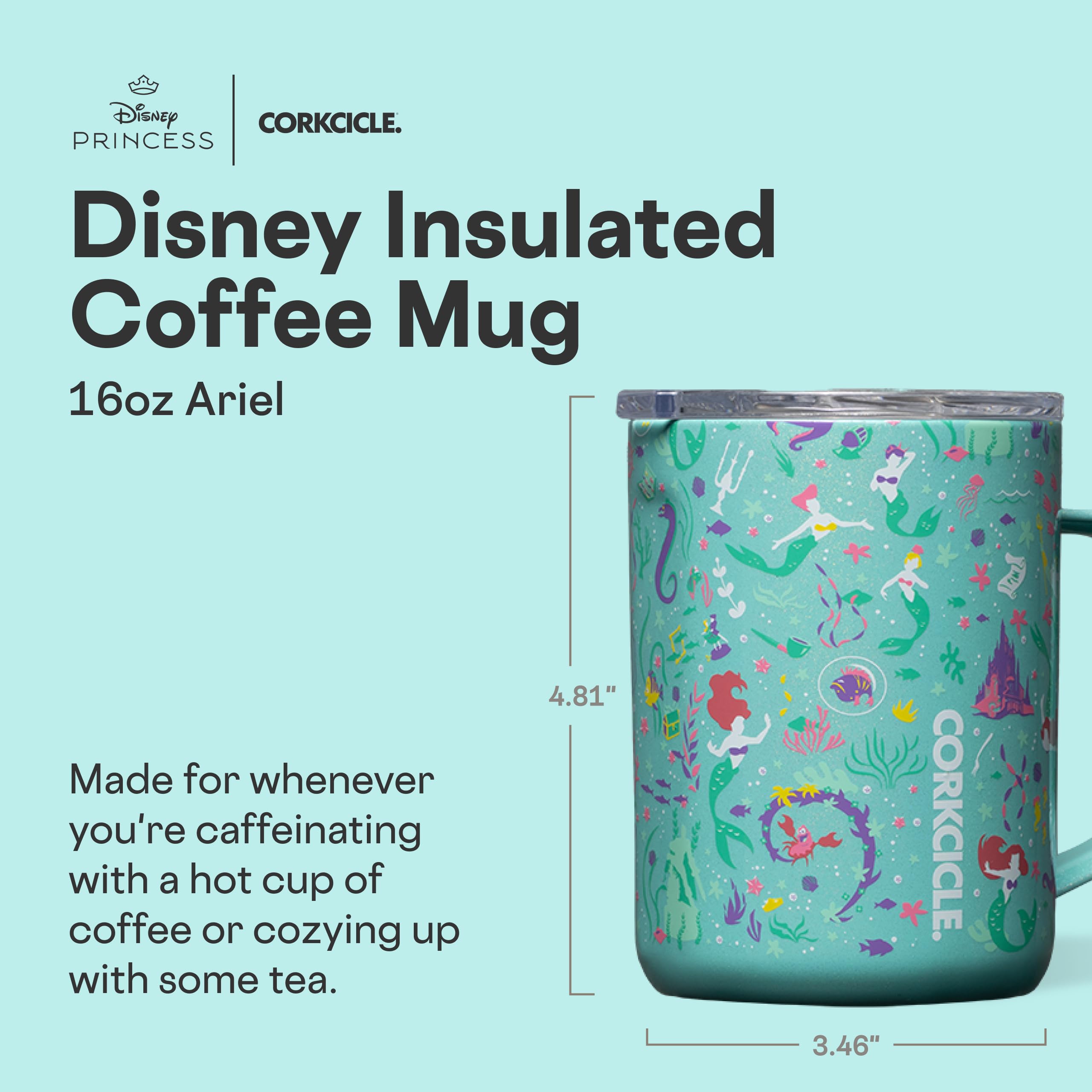 corkcicle-classic-coffee-mug-16-oz-princess-ariel-triple-insulated-stainless-ste image 2
