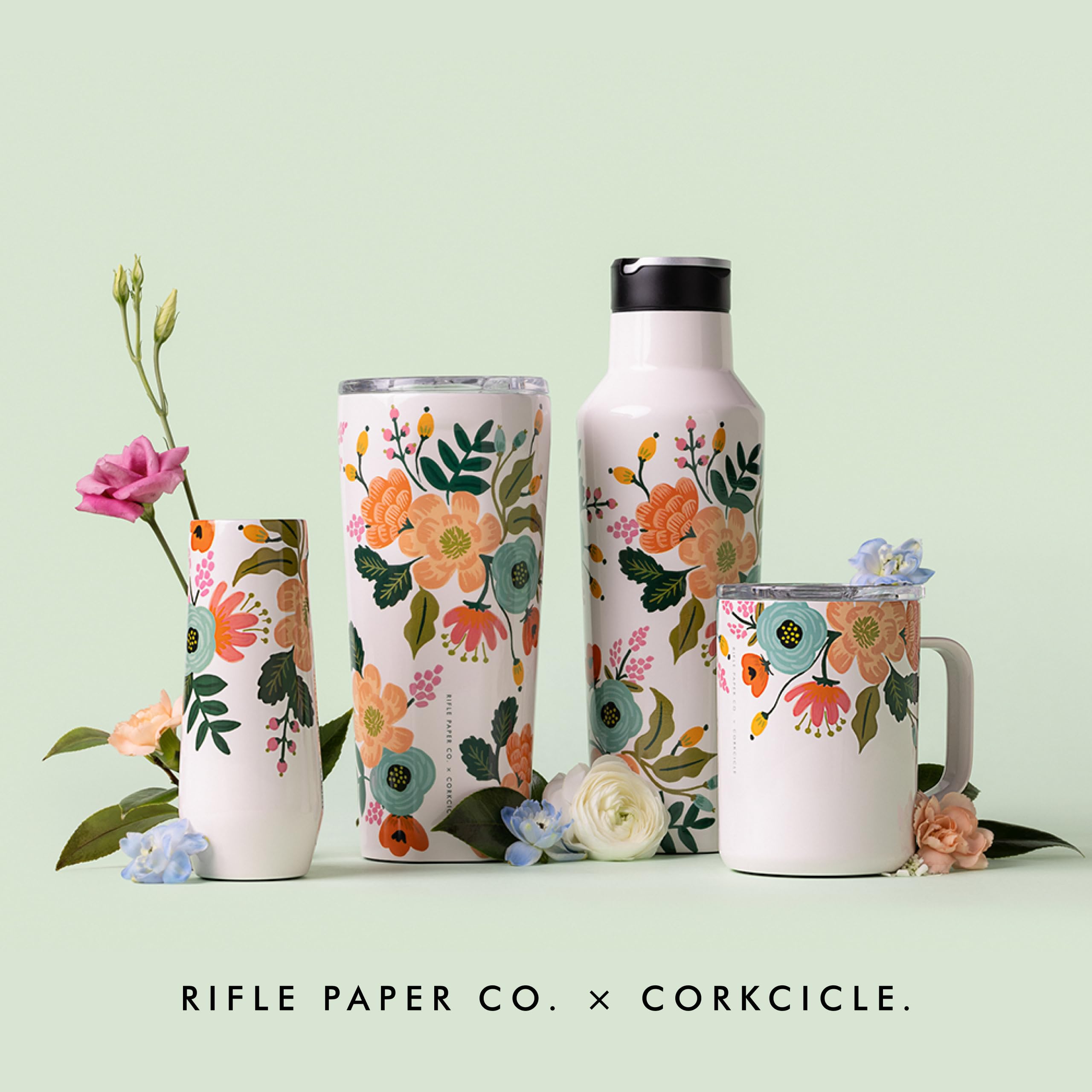 corkcicle-stemless-flute-7-oz-gloss-cream-lively-flora-triple-insulated-keeps-dr image 8