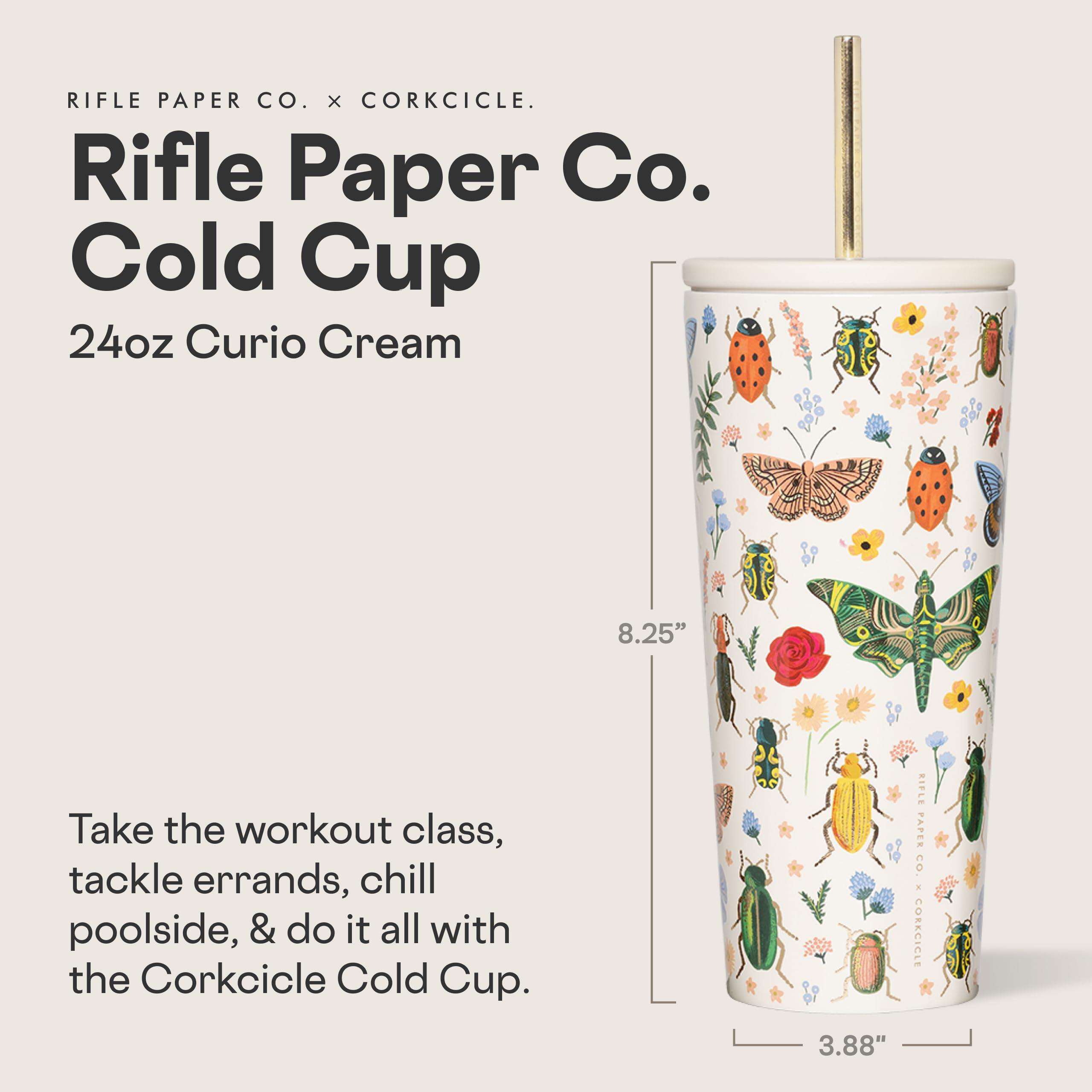 corkcicle-x-rifle-paper-co-cold-cup-24-oz-curio-cream-insulated-tumbler-with-lid image 2