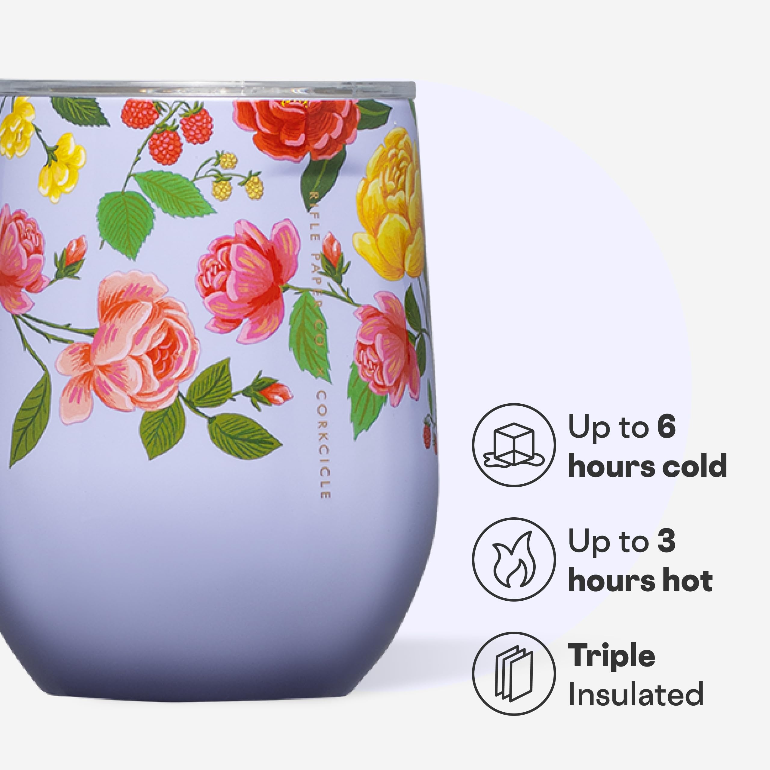 corkcicle-stemless-insulated-wine-glass-tumbler-12-oz-roses-purple-stainless-ste image 3
