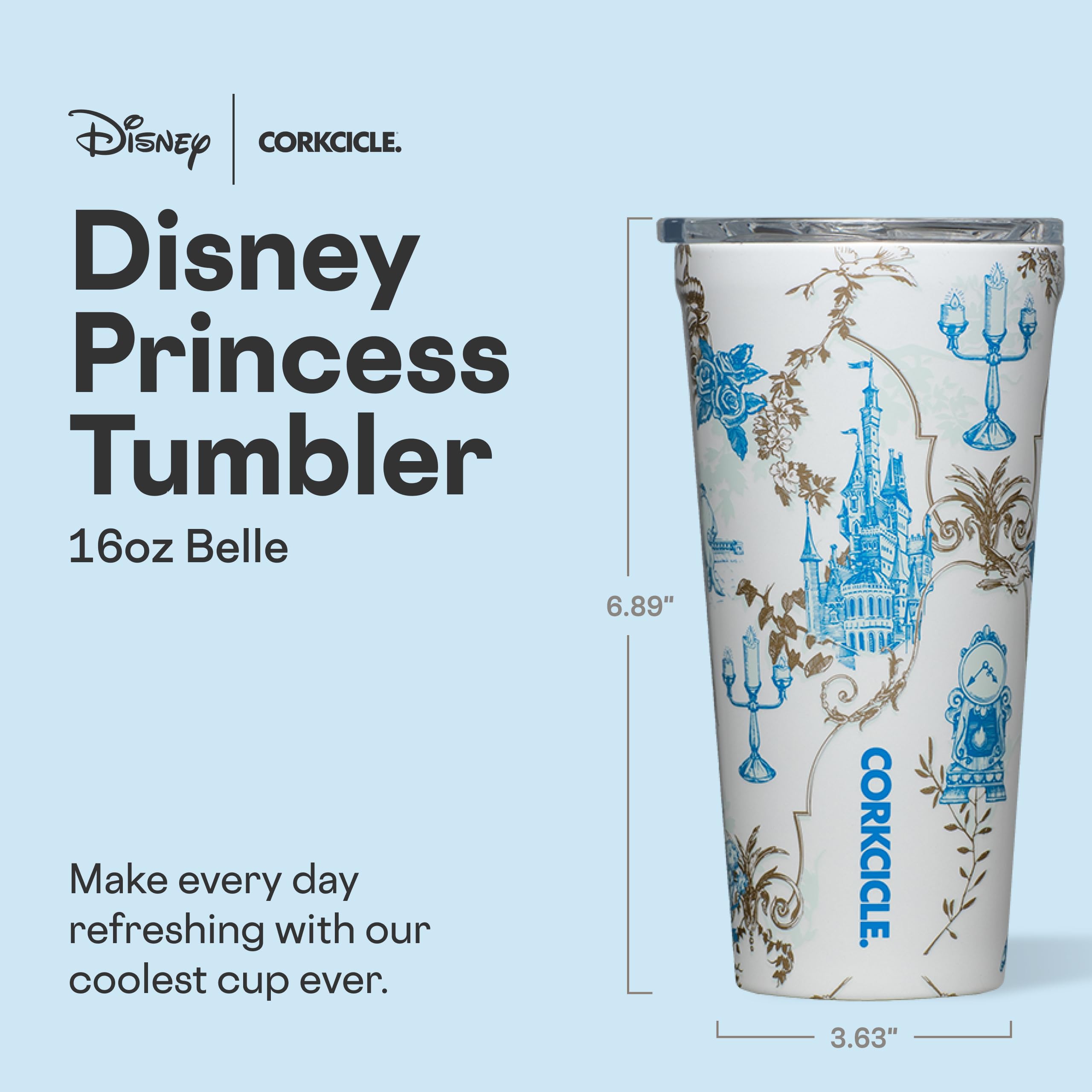 corkcicle-disney-princess-belle-tumbler-triple-insulated-stainless-steel-16-oz image 2