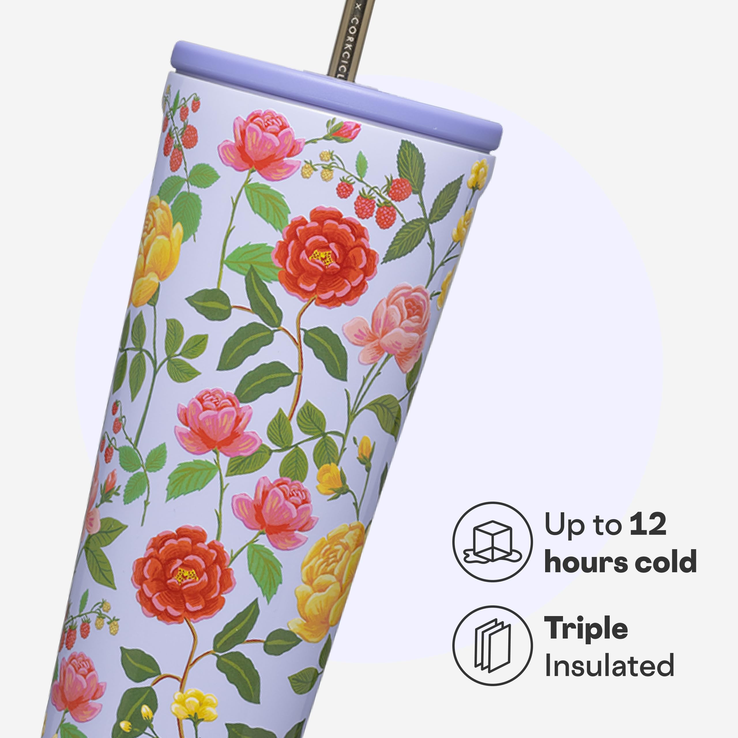corkcicle-x-rifle-paper-co-cold-cup-24-oz-roses-purple-insulated-tumbler-with-li image 3