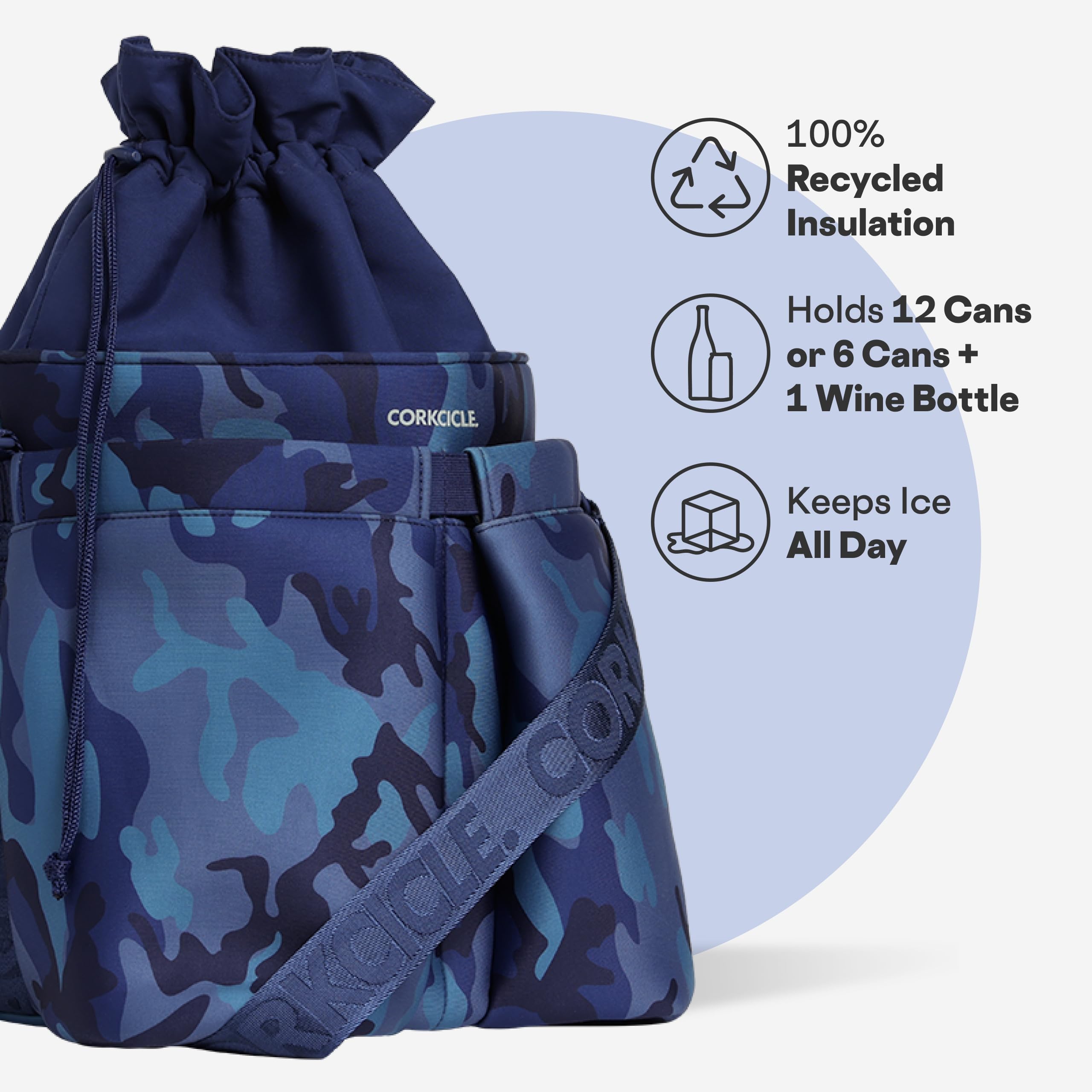 corkcicle-beverage-bucket-cooler-bag-insulated-ice-bucket-navy-camo image 3