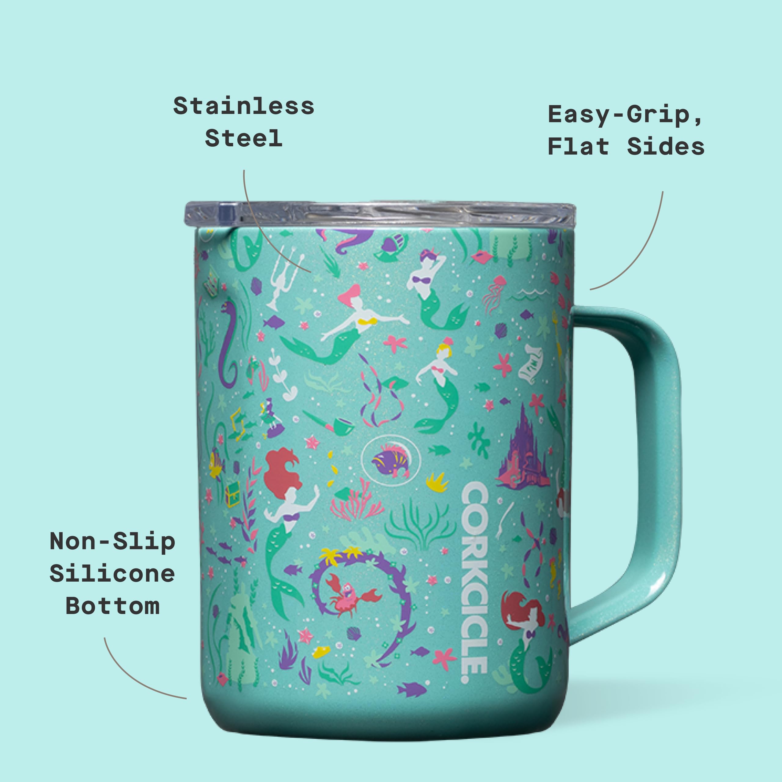 corkcicle-classic-coffee-mug-16-oz-princess-ariel-triple-insulated-stainless-ste image 4