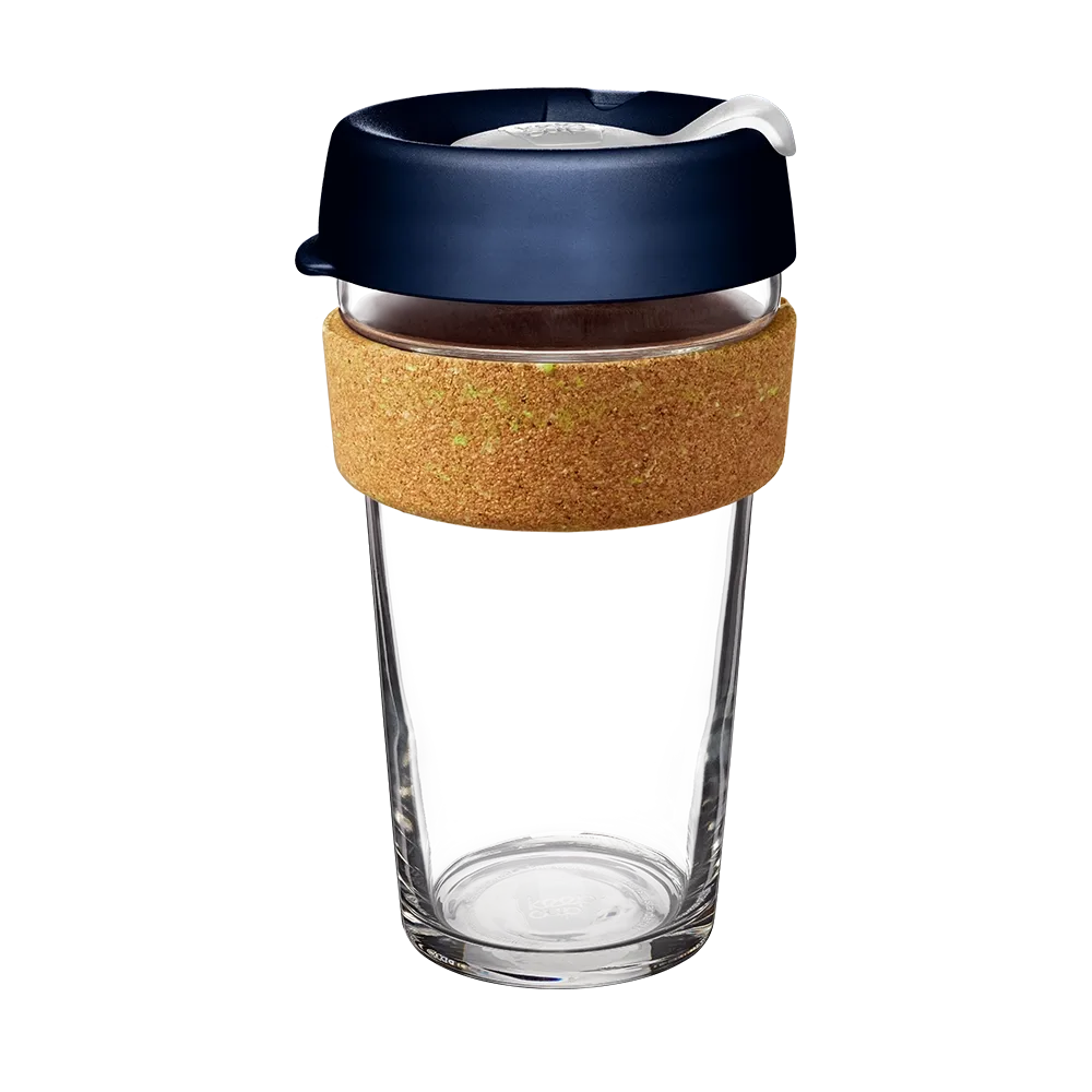 keepcup-brew-cork-ace-16oz-tempered-glass-reusable-coffee-cup-with-recycled-tenn image 1