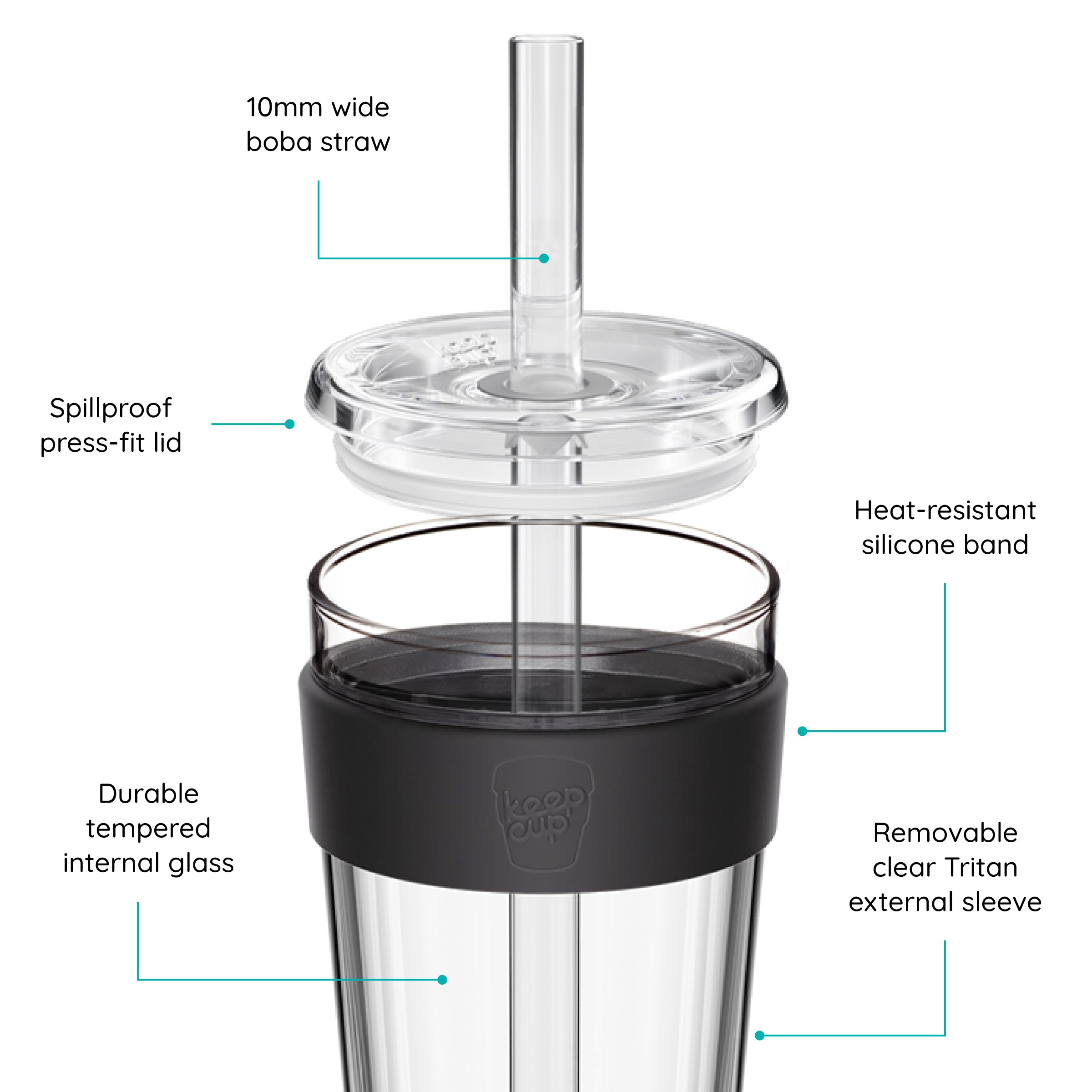 keepcup-cold-cup-longplay-boba-12oz-reusable-boba-tea-cup-with-wide-straw-cloud image 3