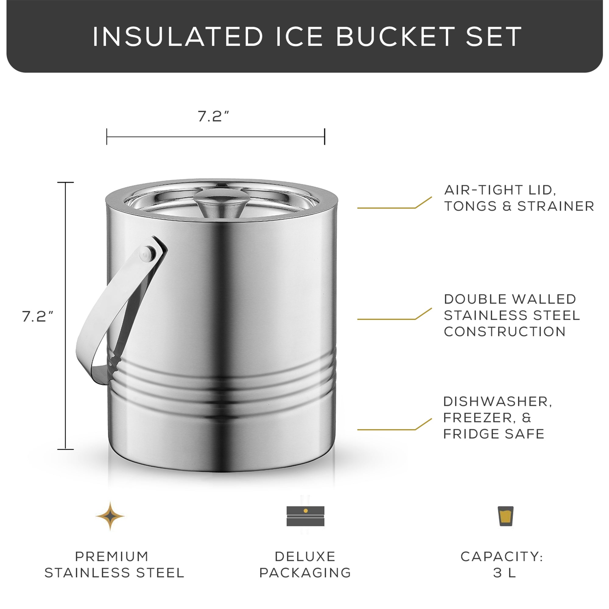 joyjolt-3l-steel-ice-bucket-with-strainer-tongs image 7