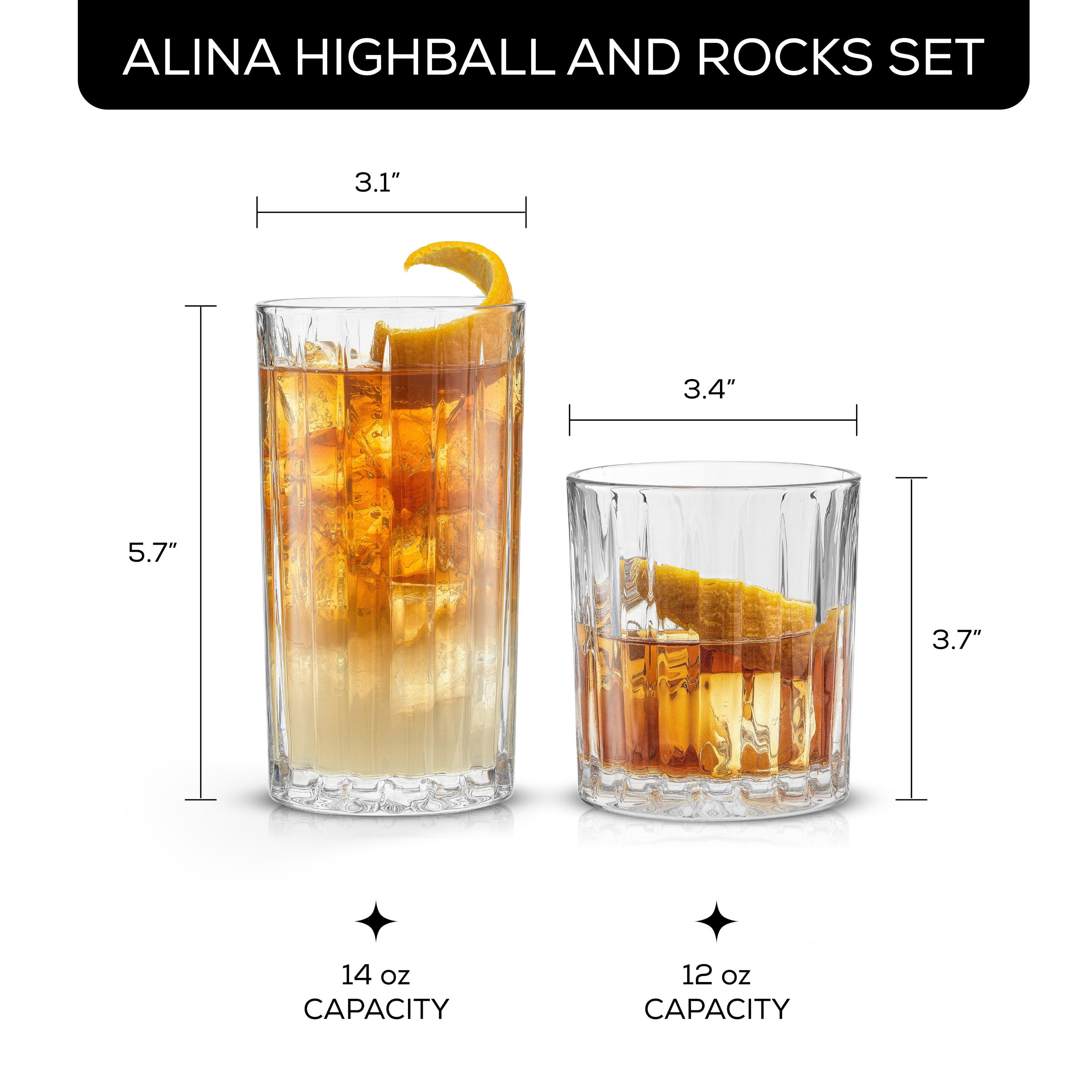 joyjolt-alina-ribbed-glass-drinkware-set-4-highball-glasses-4-double-old-fashion image 3
