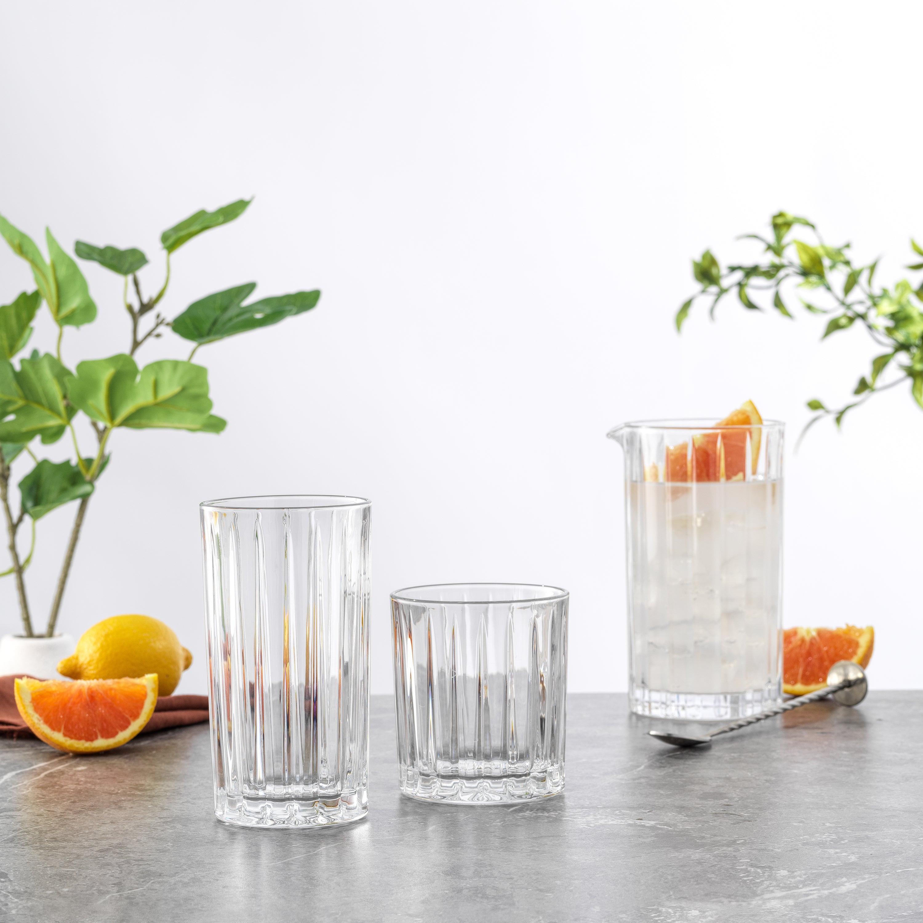 joyjolt-alina-ribbed-glass-drinkware-set-4-highball-glasses-4-double-old-fashion image 4