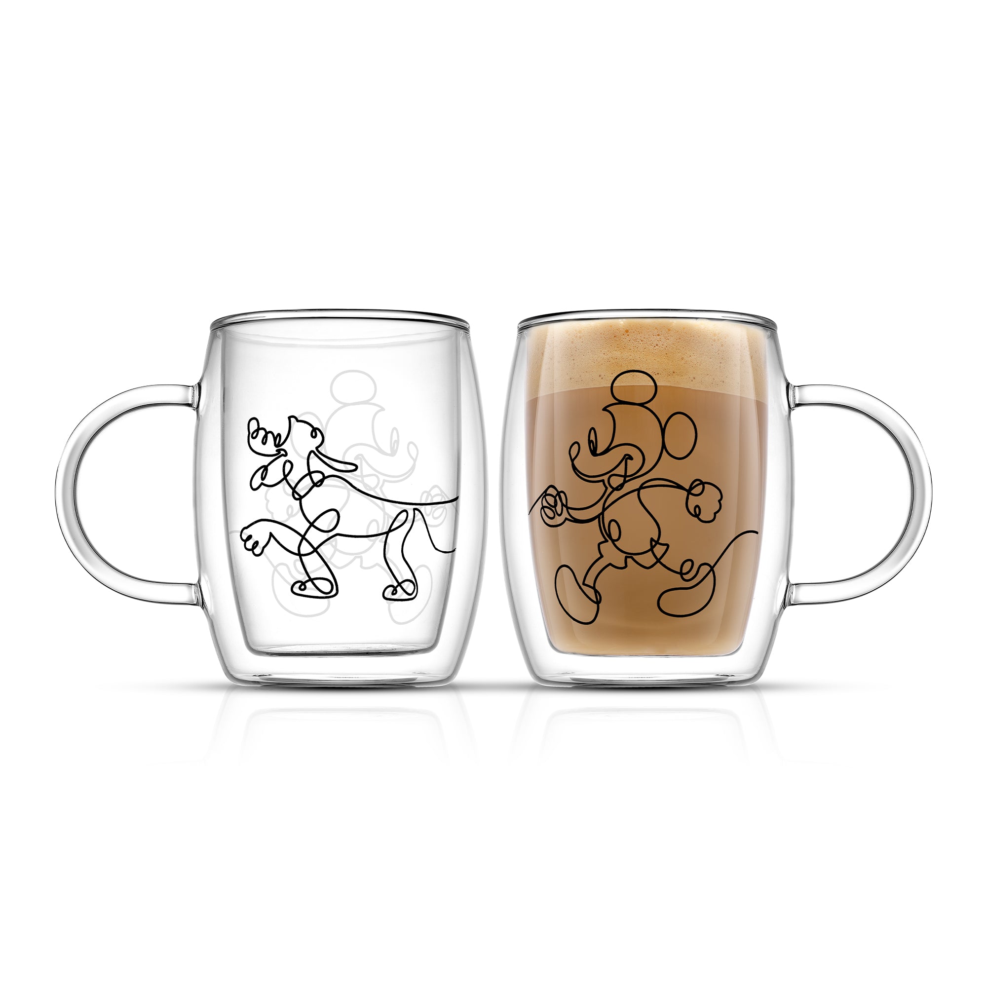 joyjolt-disney-mickey-and-pluto-aroma-glass-mugs-13-5-oz-double-wall image 1