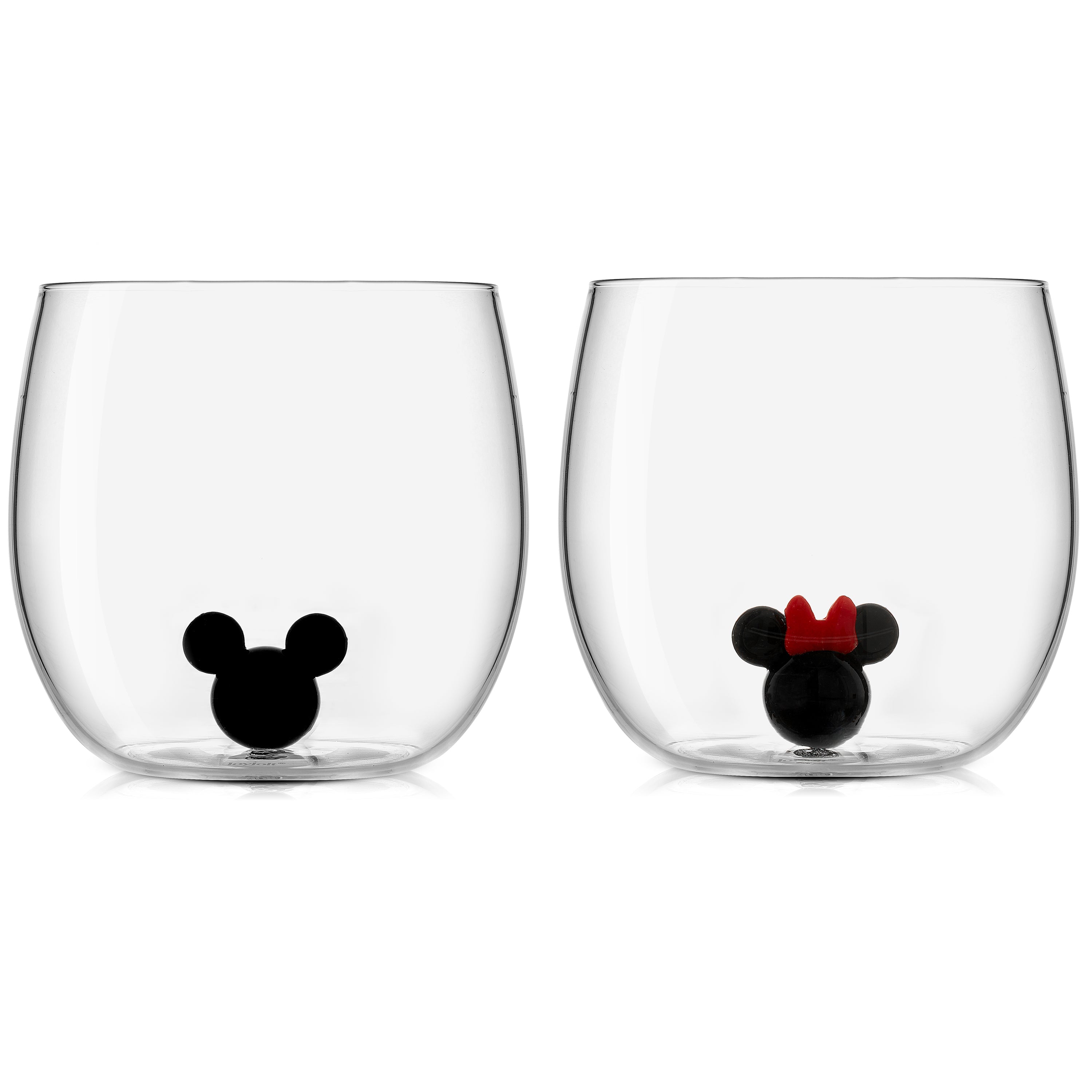 joyjolt-disney-mickey-minnie-3d-icon-short-glass-set-2-glasses-13-3-oz-lead-free image 1