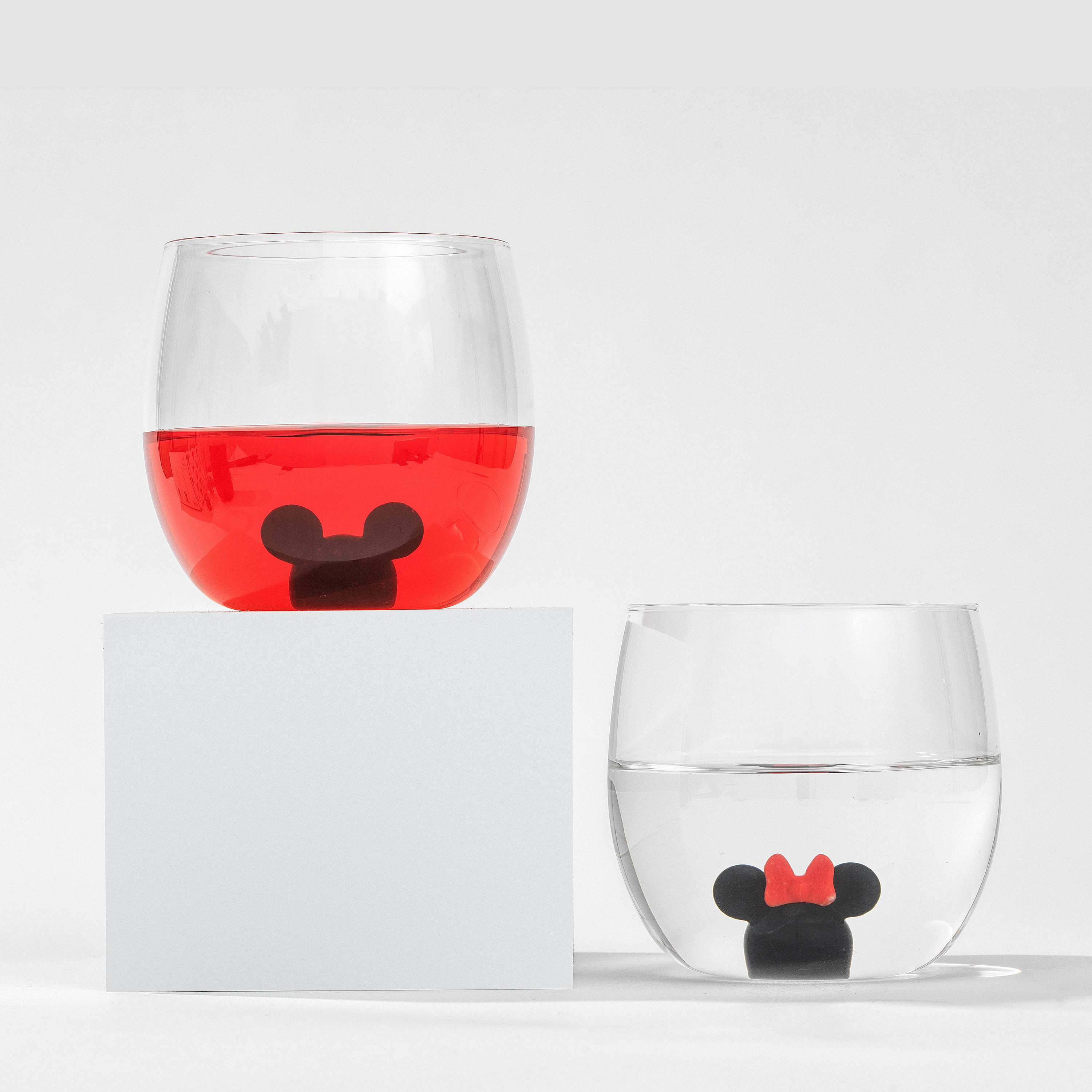 joyjolt-disney-mickey-minnie-3d-icon-short-glass-set-2-glasses-13-3-oz-lead-free image 2