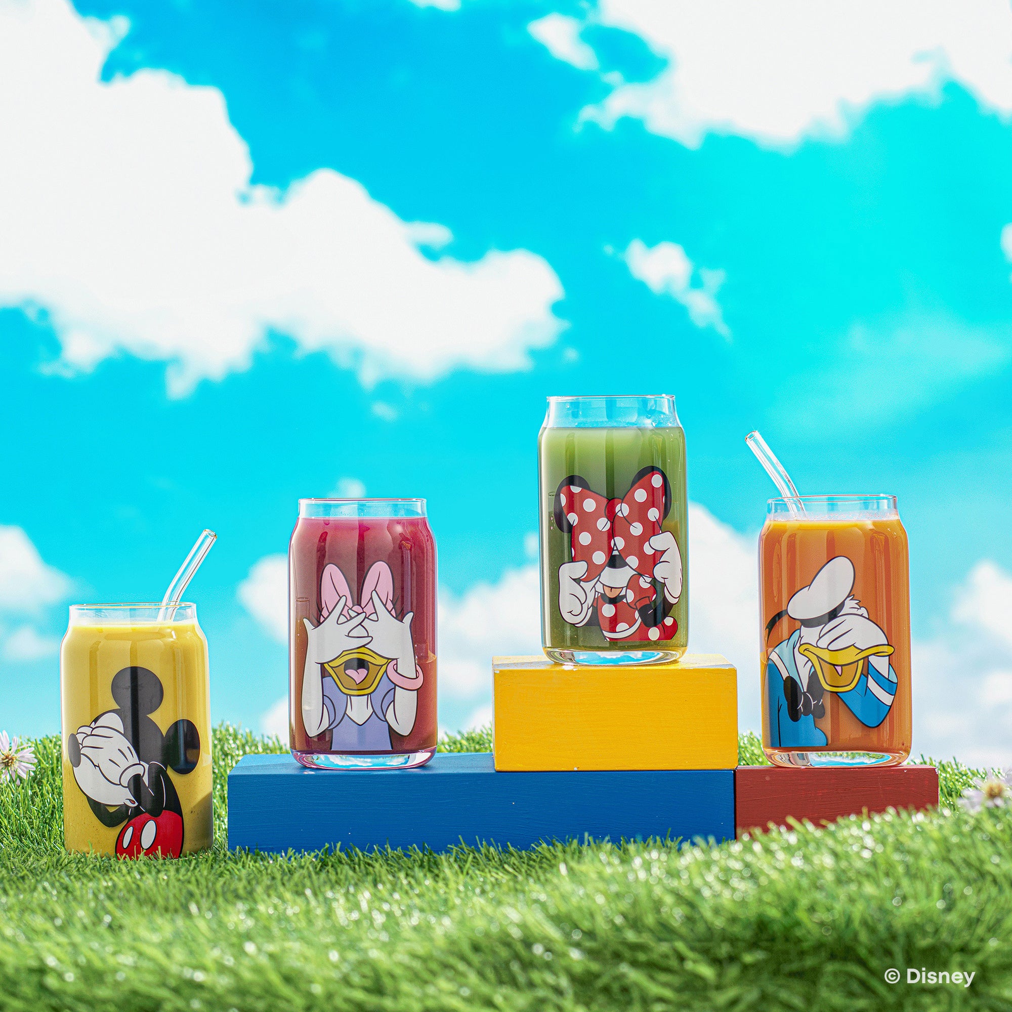 joyjolt-disney-mickey-mouse-friends-peek-a-boo-tumbler-glasses-set-of-4 image 2
