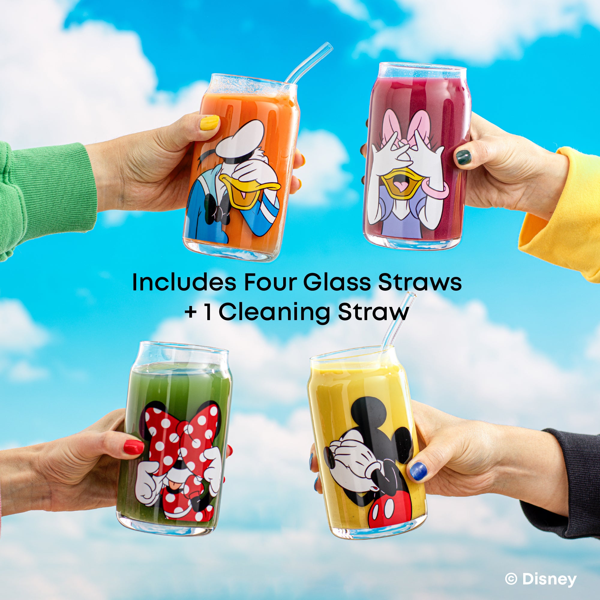 joyjolt-disney-mickey-mouse-friends-peek-a-boo-tumbler-glasses-set-of-4 image 4