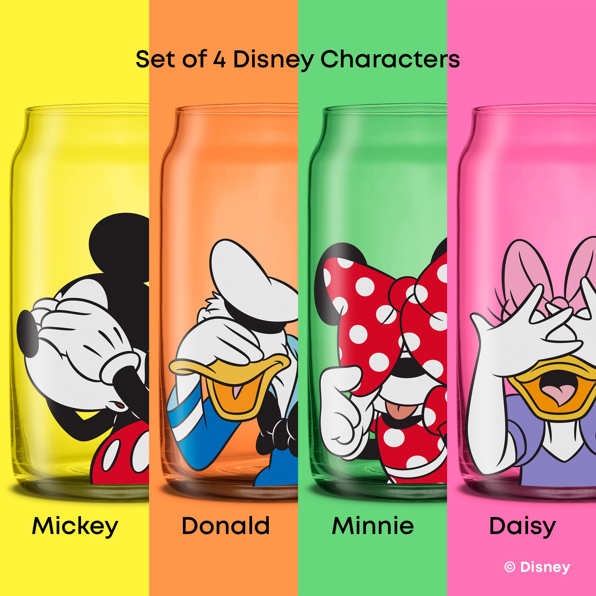 joyjolt-disney-mickey-mouse-friends-peek-a-boo-tumbler-glasses-set-of-4 image 5