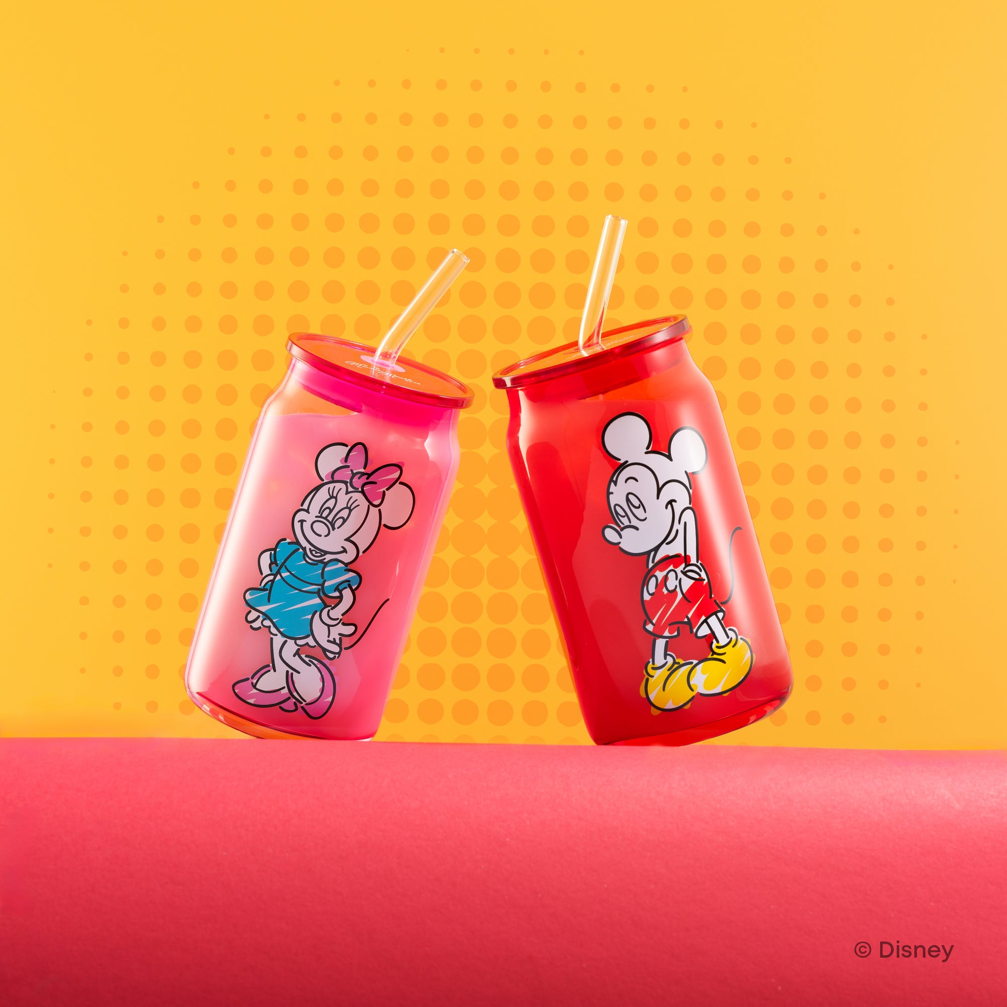 joyjolt-disney-mickey-mouse-friends-color-sketch-tumbler-glasses-with-lids-16-oz image 2