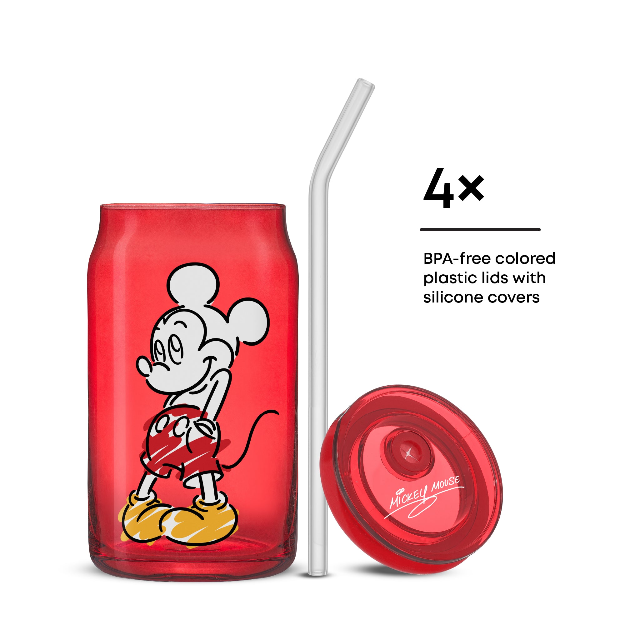 joyjolt-disney-mickey-mouse-friends-color-sketch-tumbler-glasses-with-lids-16-oz image 6