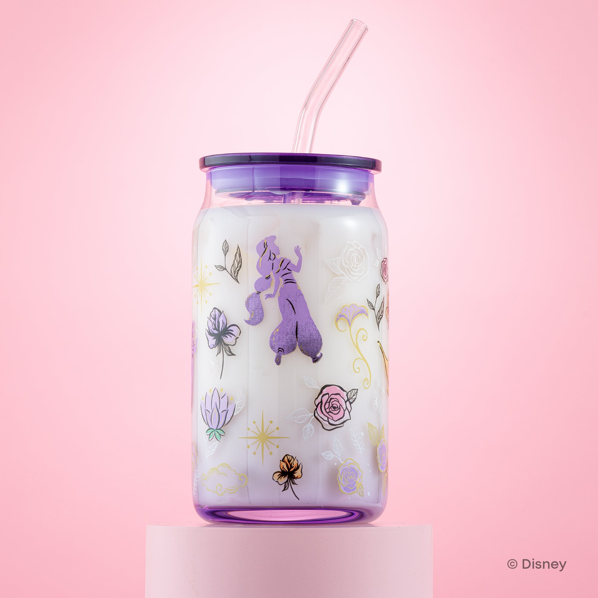 joyjolt-disney-princess-icon-tumbler-glasses-with-lids-set-of-4-16-oz image 2